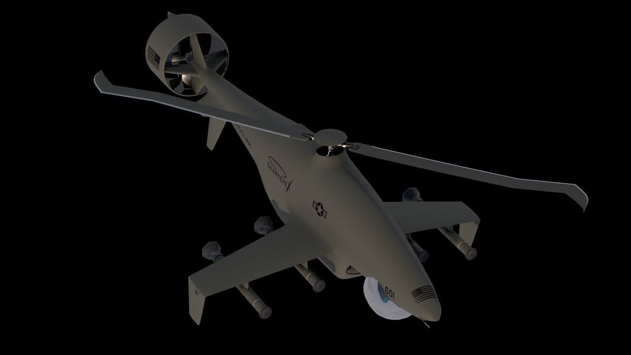 Sharkeye X UAS Tactical Helicopter VR Military Challenge Low-poly 3D model_1