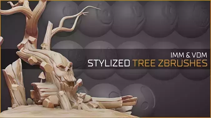 Stylized tree and wood zbrushes Texture