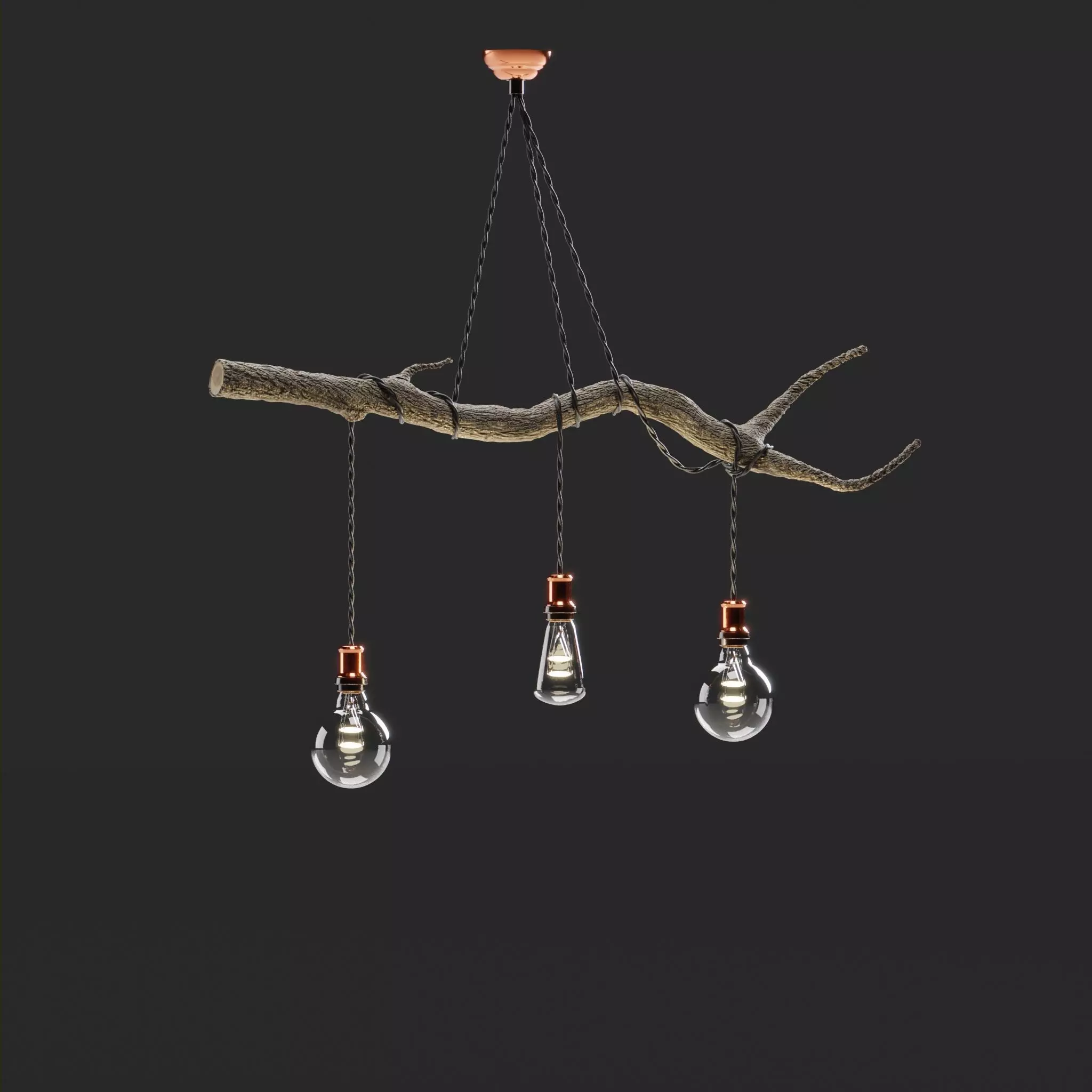 Branch Ceiling Lamp Low-poly 3D model_0