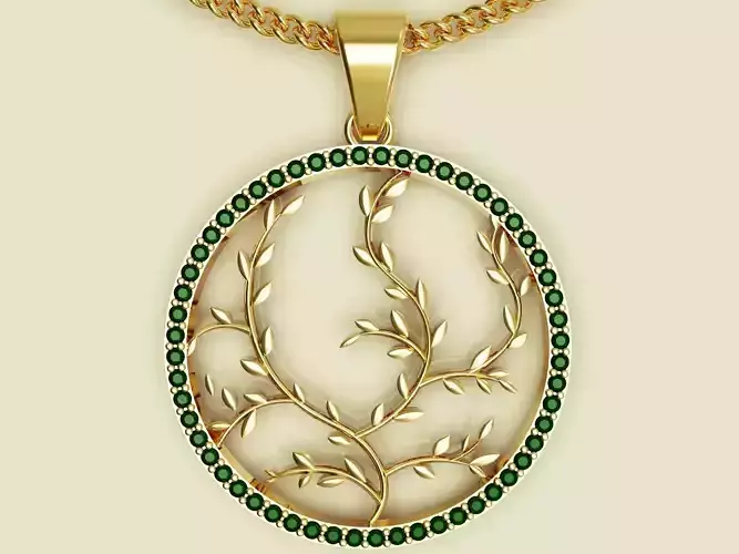 Tree pendant gold silver printable 3D model 3D print model