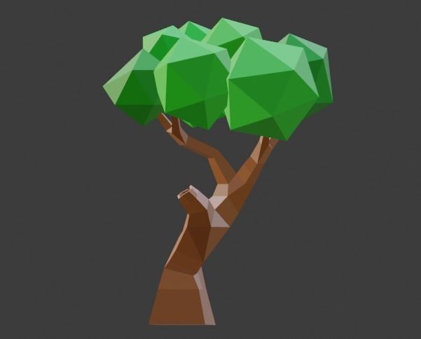 low poly tree hand holding Free low-poly 3D model_1
