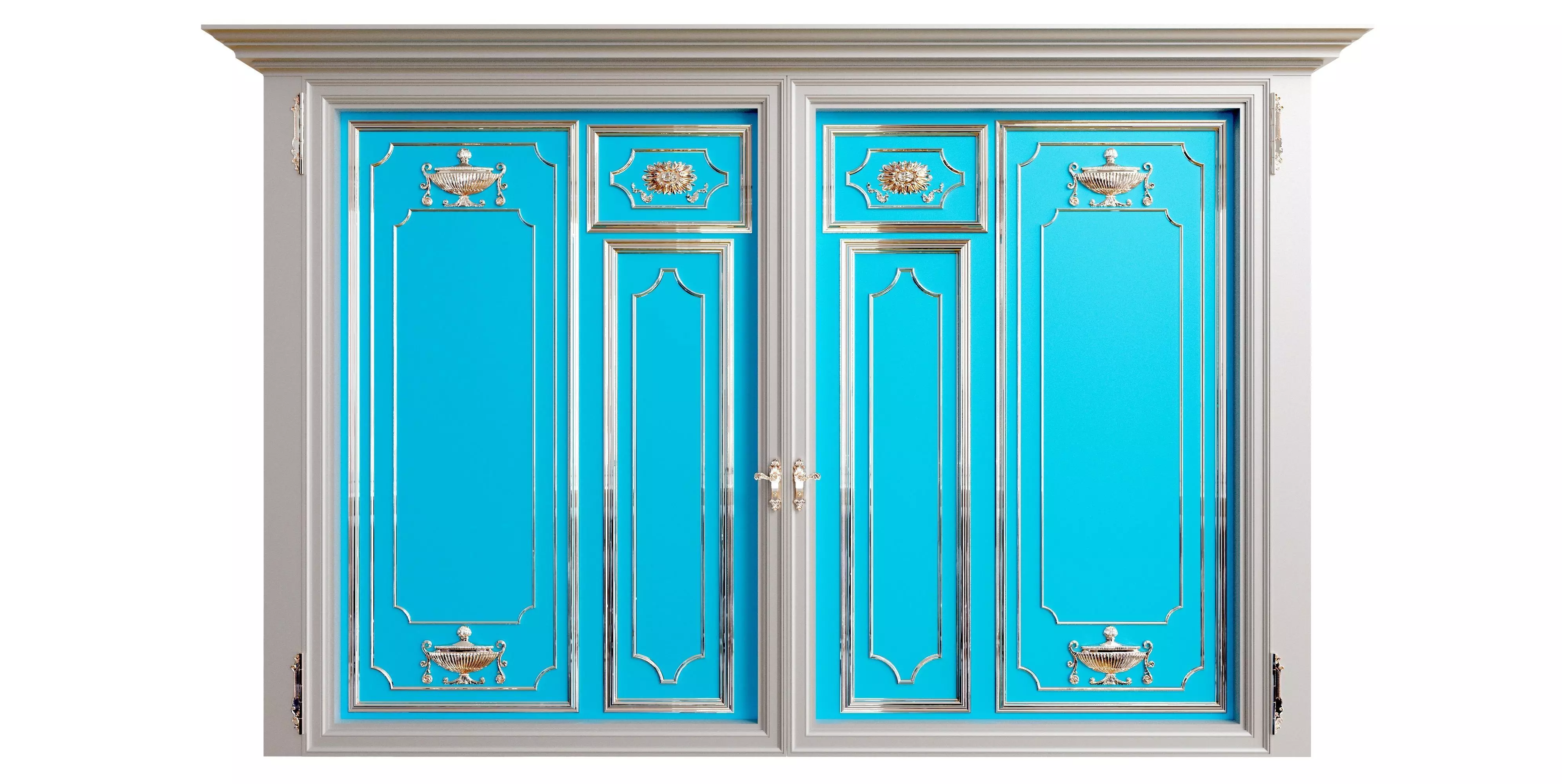 Classic gate with antique pattern silver plated and gilded 3D model