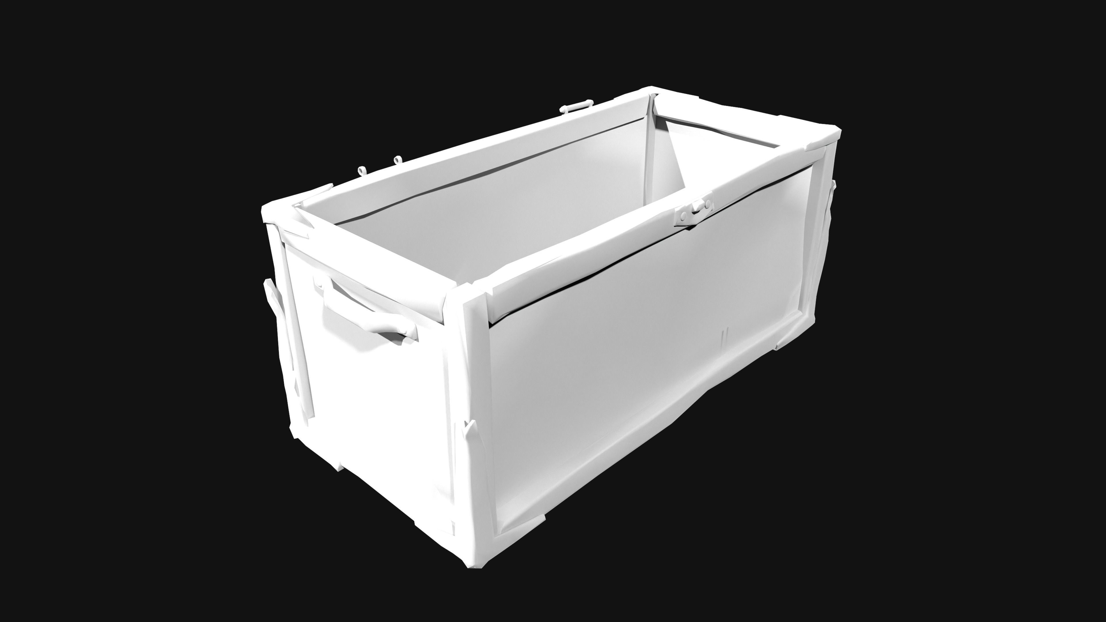 Game ready wooden chest Low-poly 3D model_6