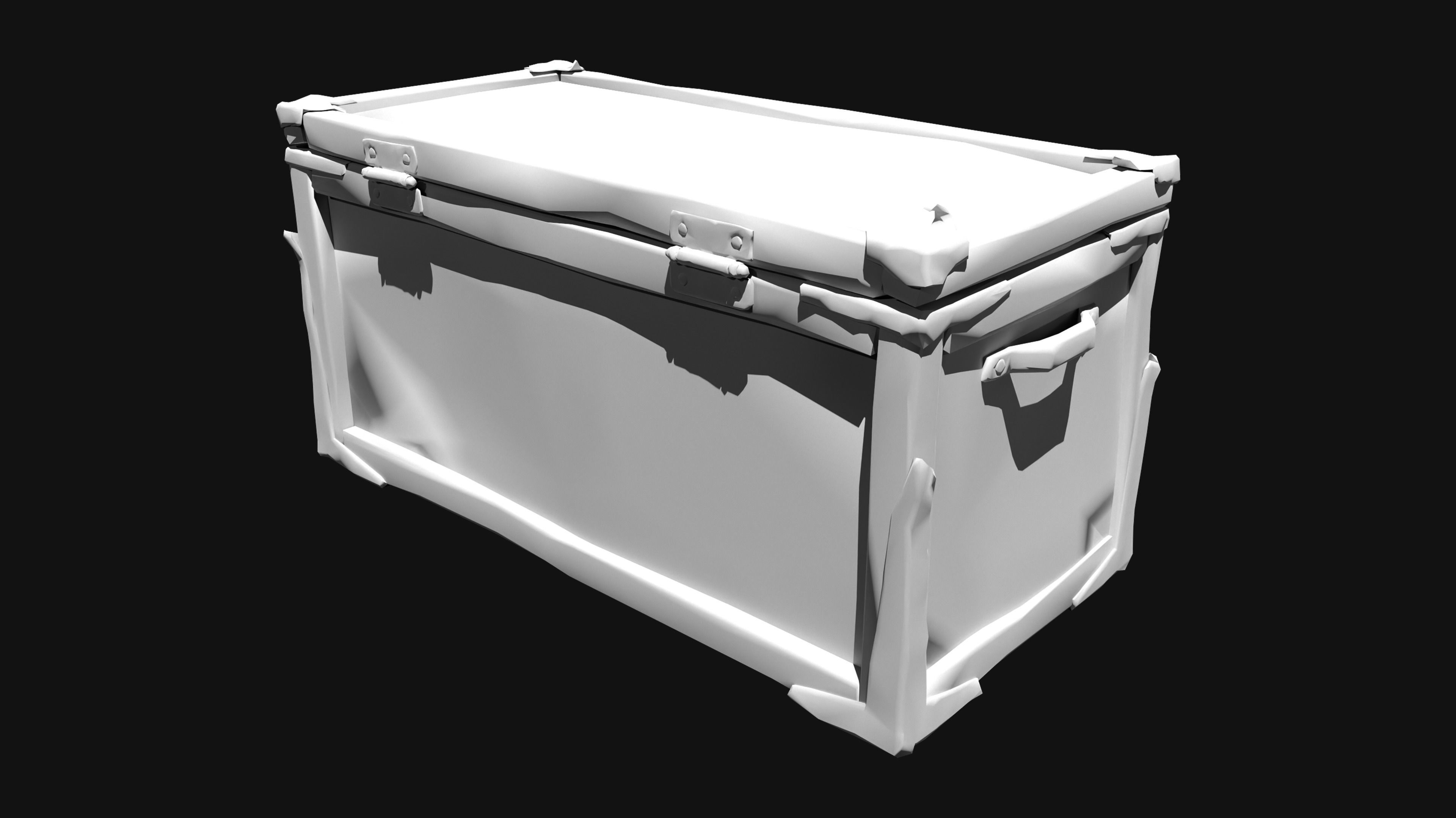 Game ready wooden chest Low-poly 3D model_2