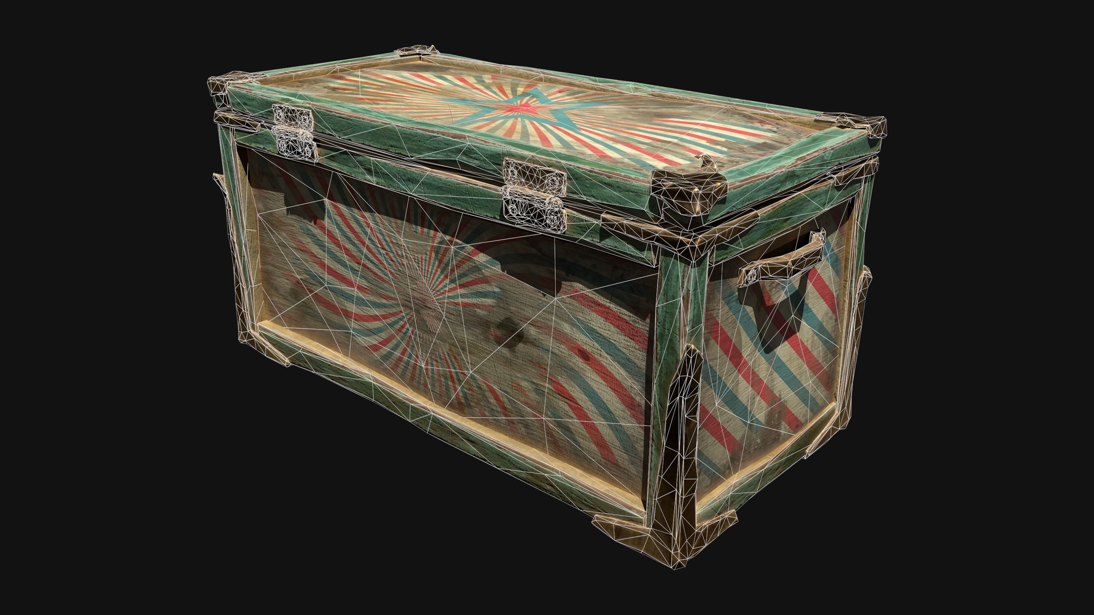 Game ready wooden chest Low-poly 3D model_3