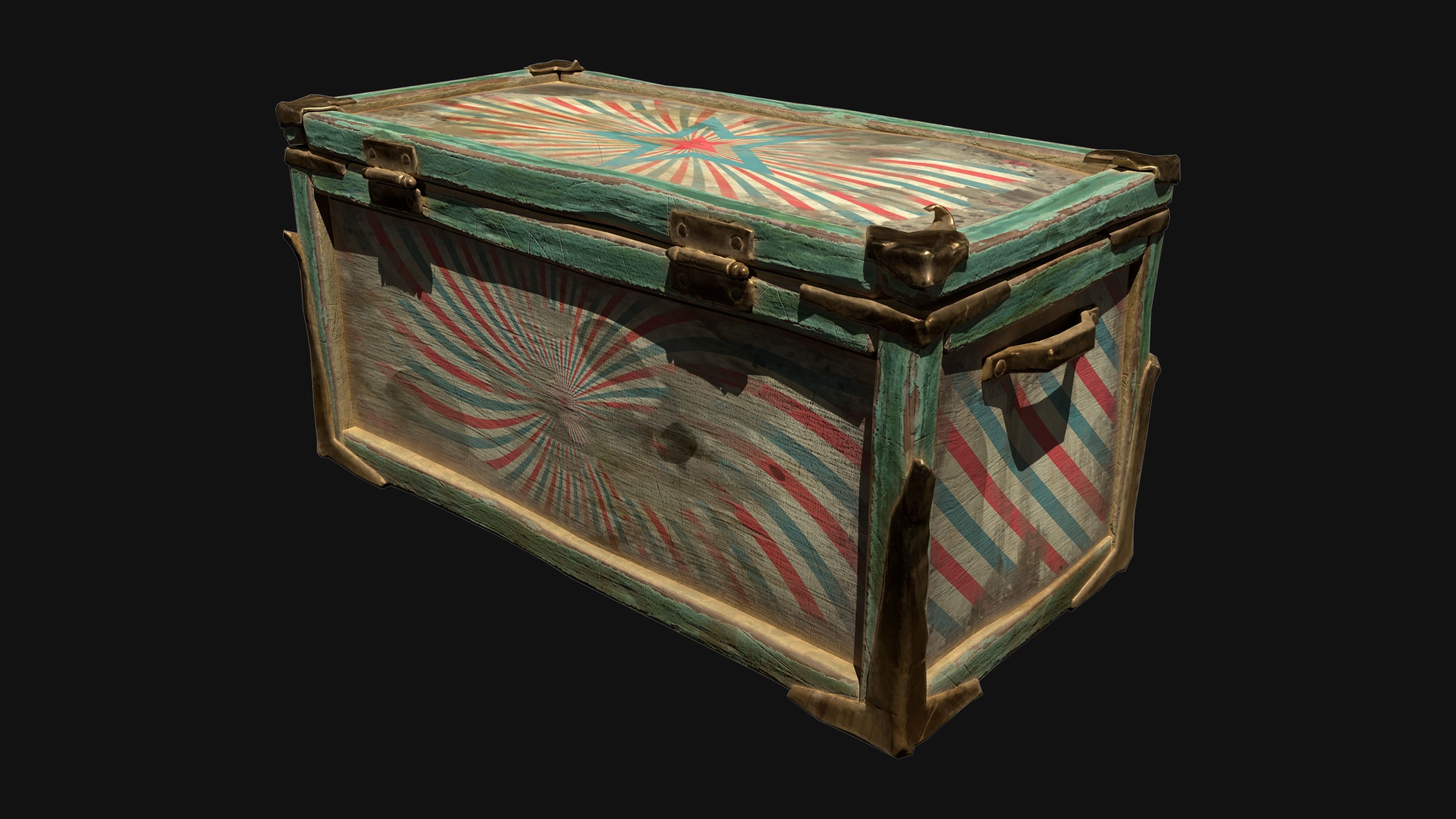 Game ready wooden chest Low-poly 3D model_1