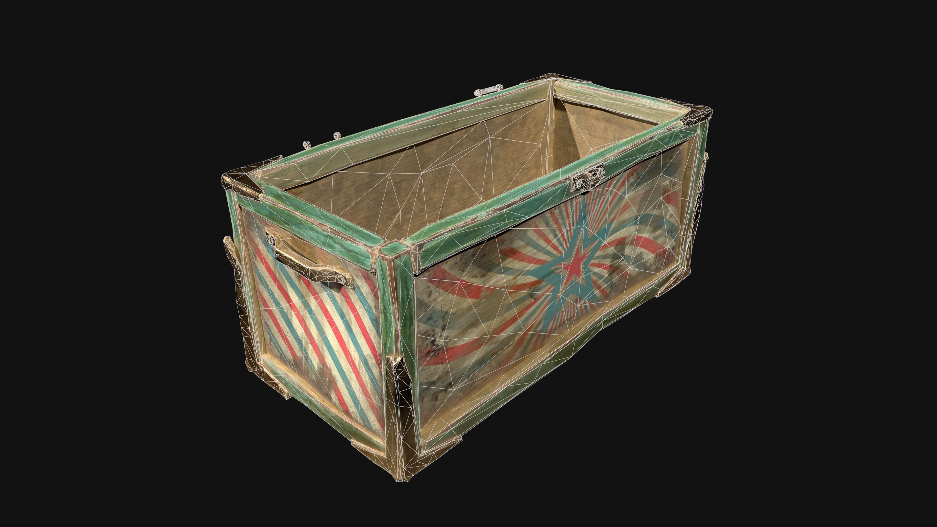 Game ready wooden chest Low-poly 3D model_7