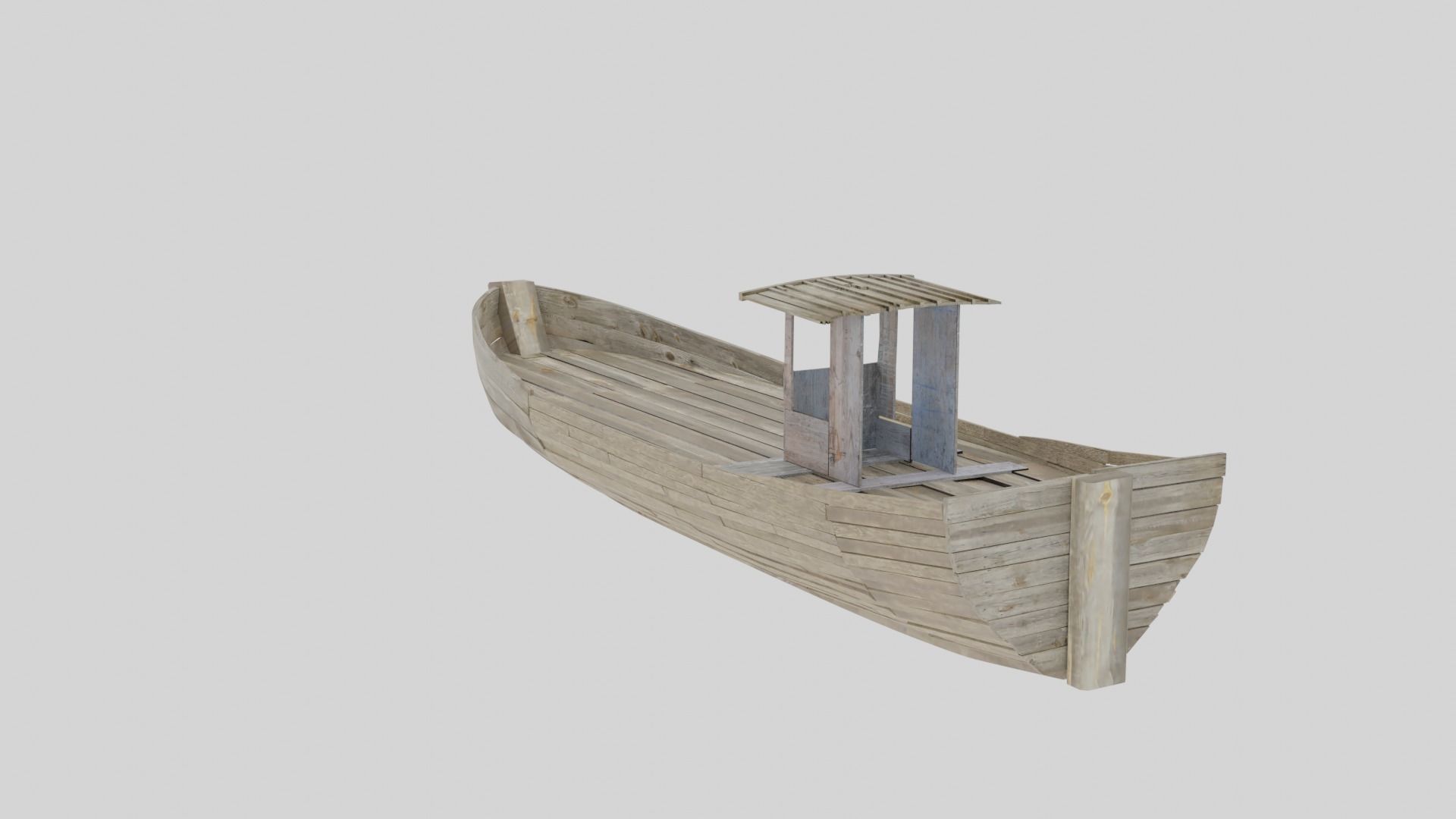 Wooden Row-boat 3D model_8