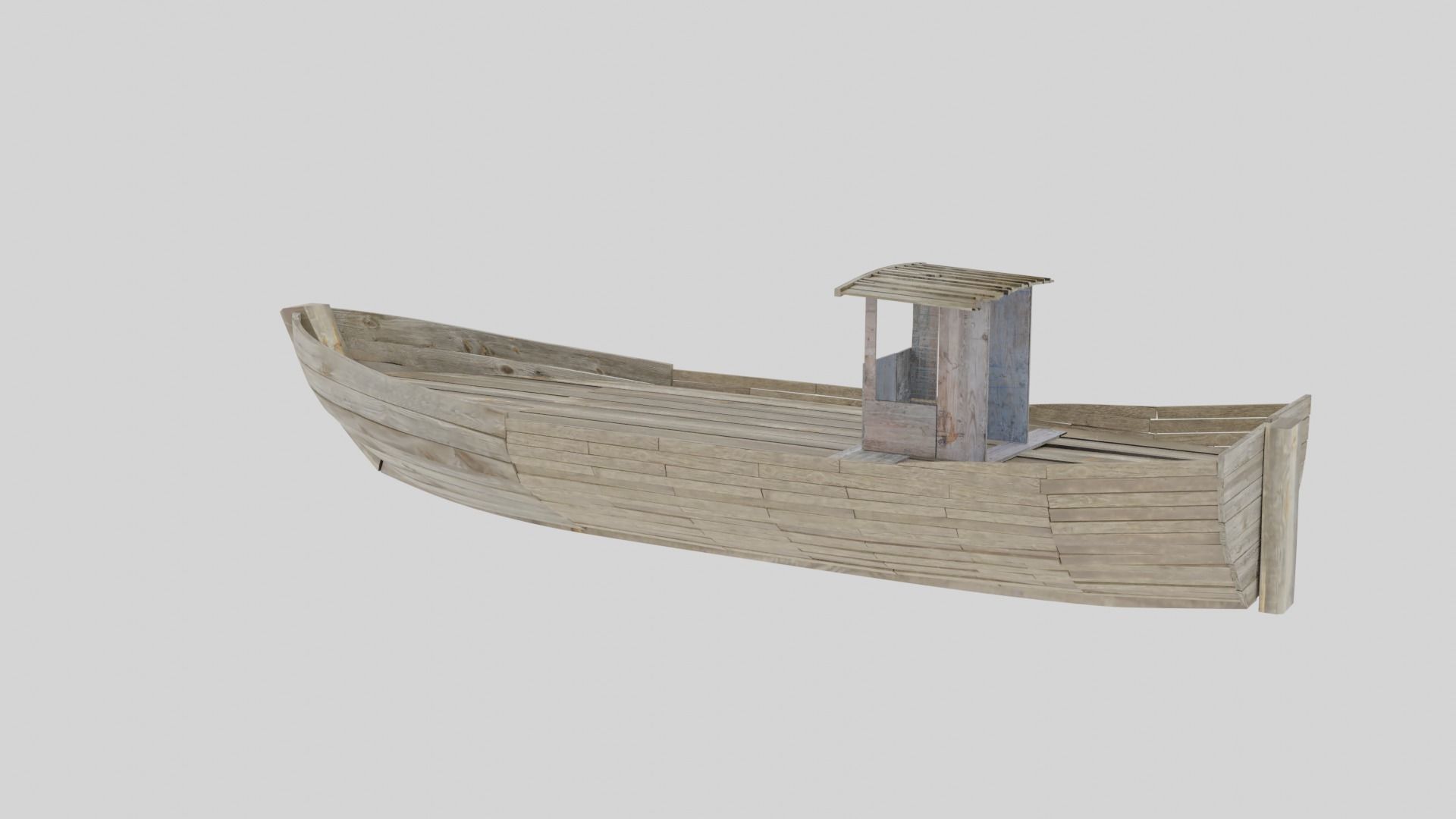 Wooden Row-boat 3D model_7