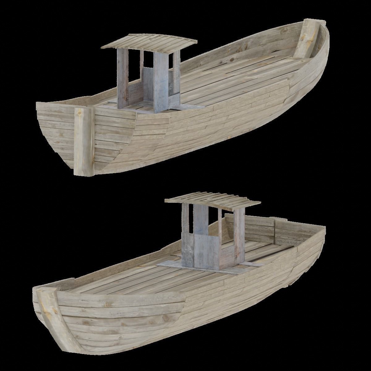 Wooden Row-boat 3D model_1