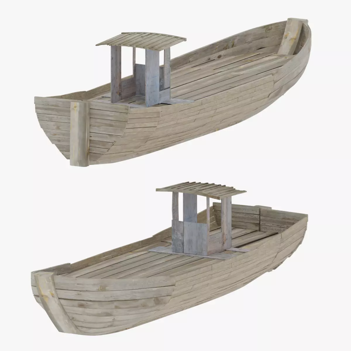 Wooden Row-boat 3D model_0