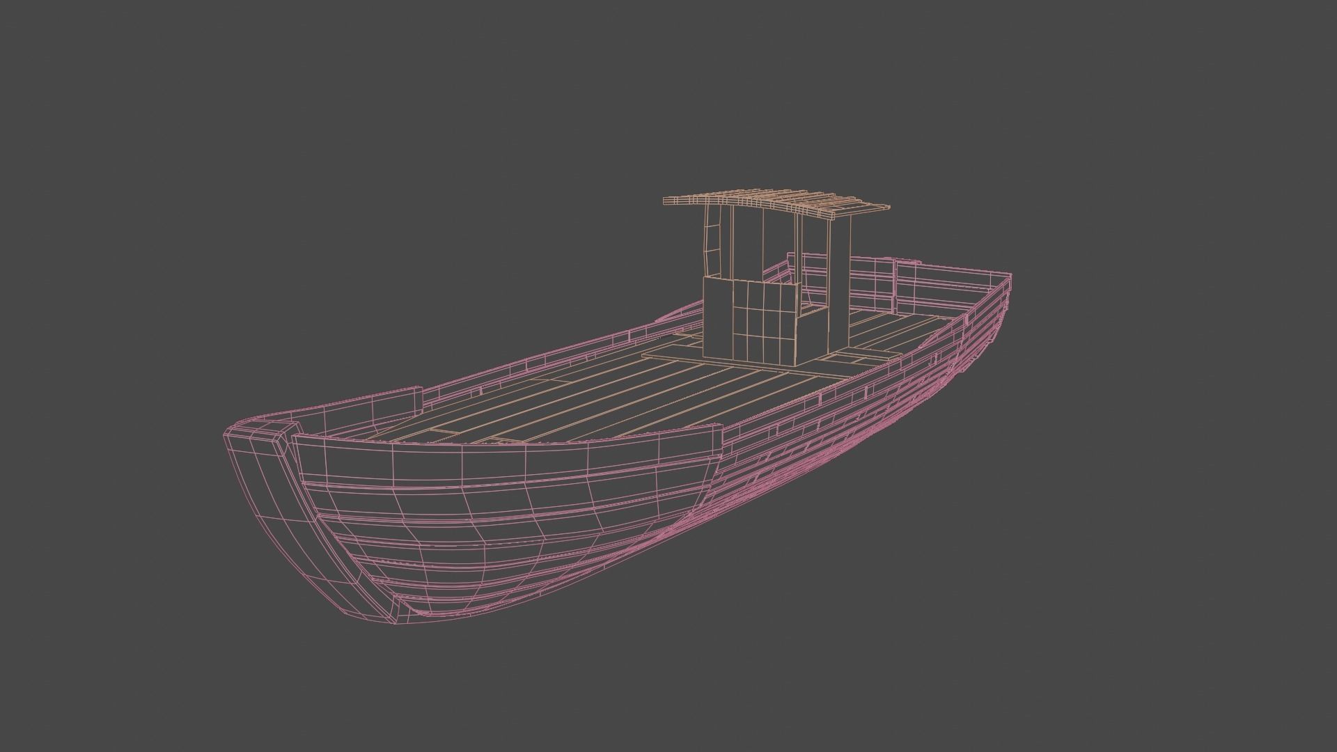Wooden Row-boat 3D model_2