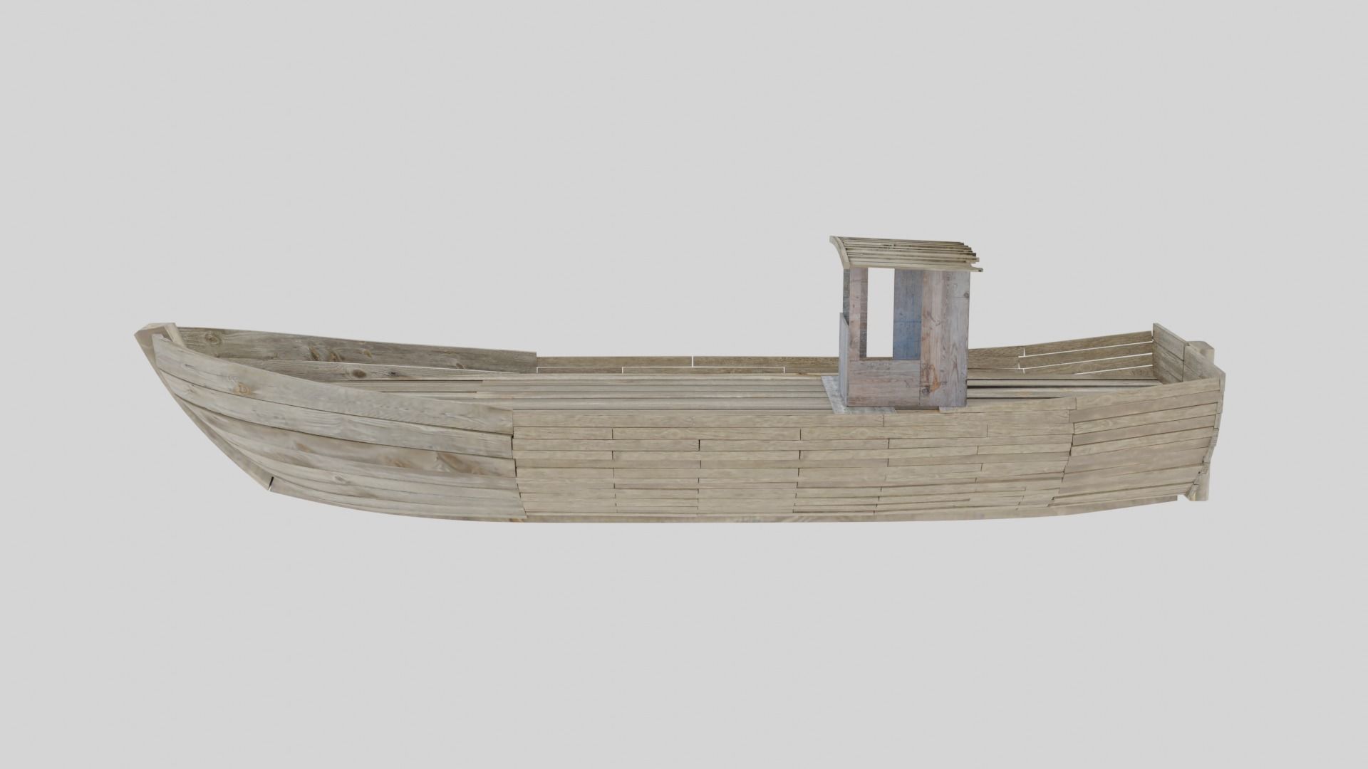 Wooden Row-boat 3D model_6