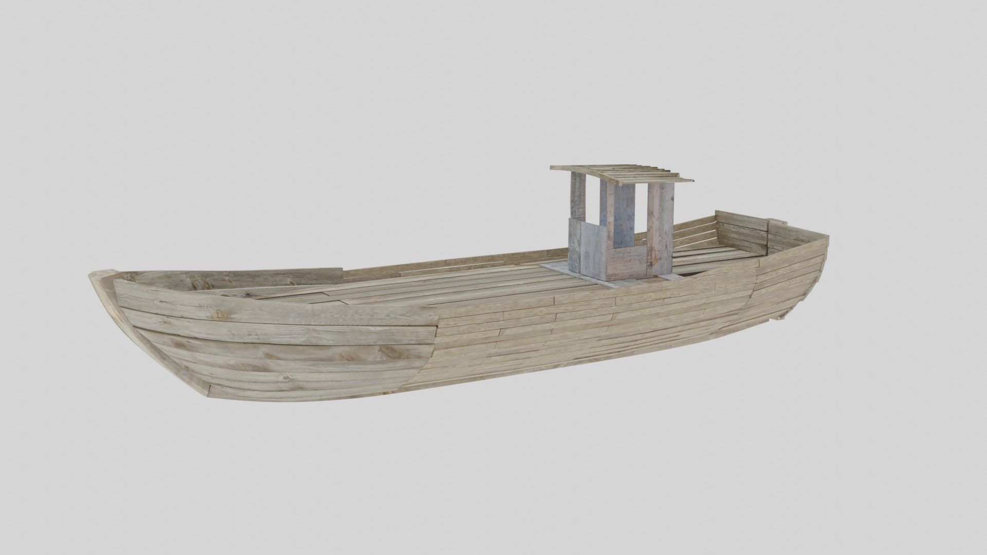 Wooden Row-boat 3D model_5