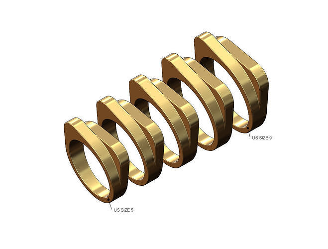 Rounded overlapping bars signet US sizes 5to9 3D print model
