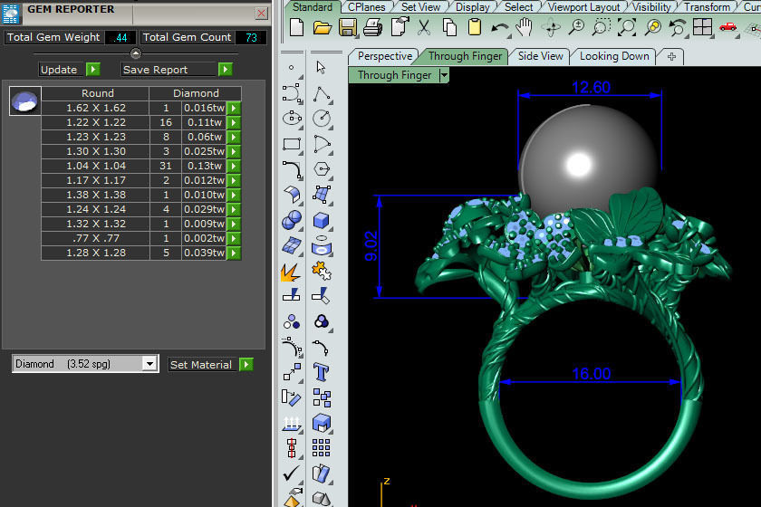 Pearl flower Ring 3D print model_4