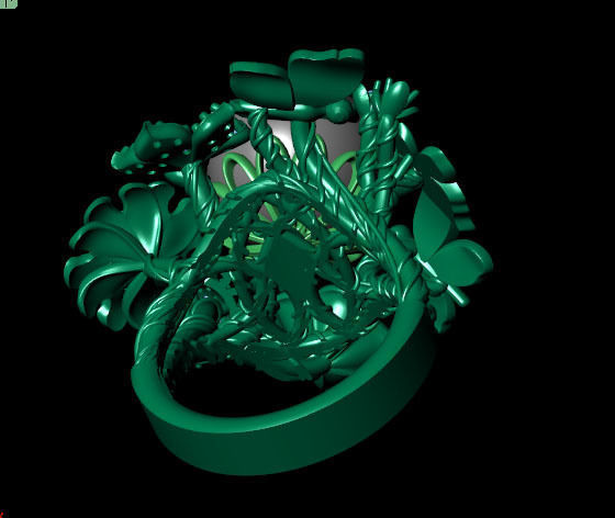 Pearl flower Ring 3D print model_3