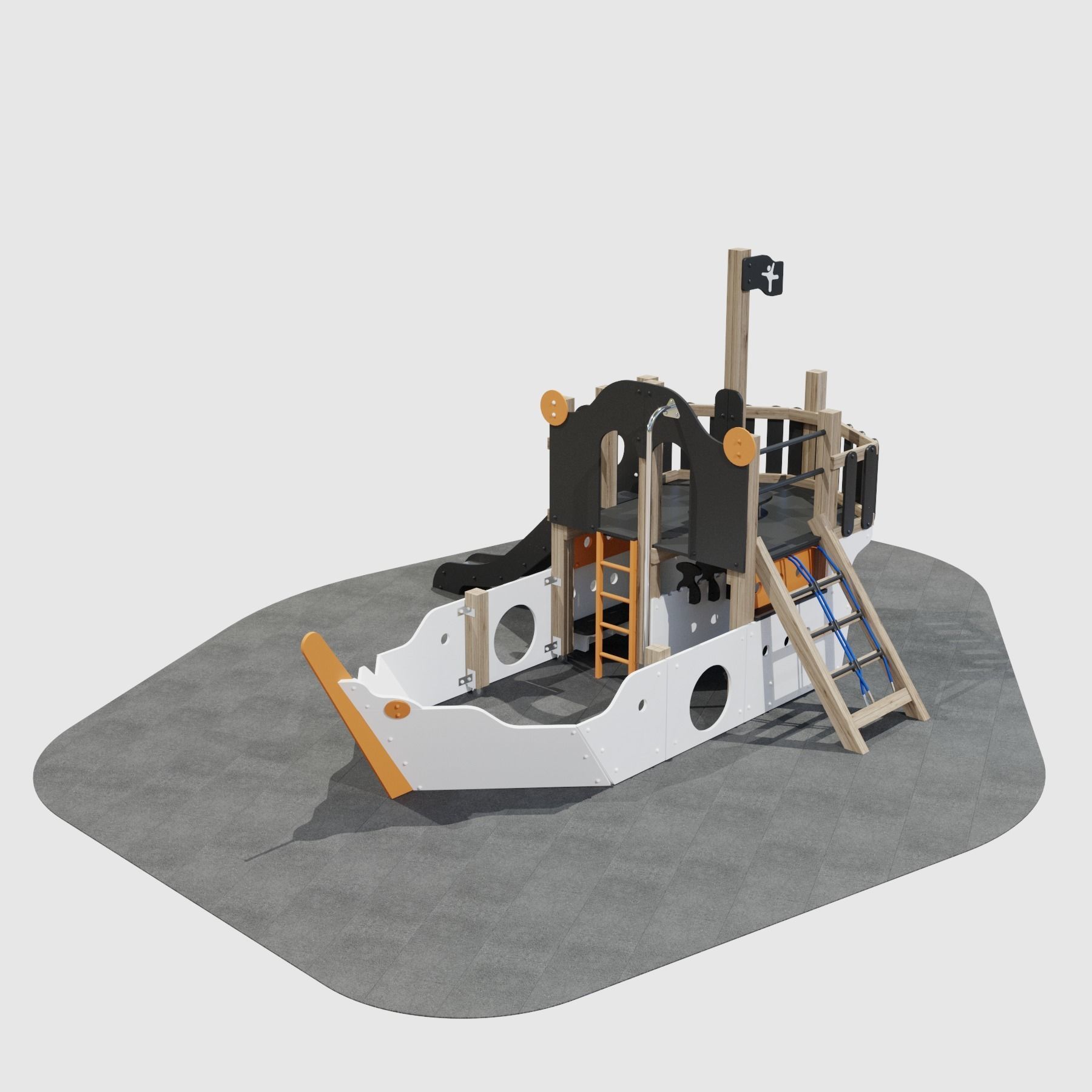 Childrens playground Pirate ship color set 3D model_22