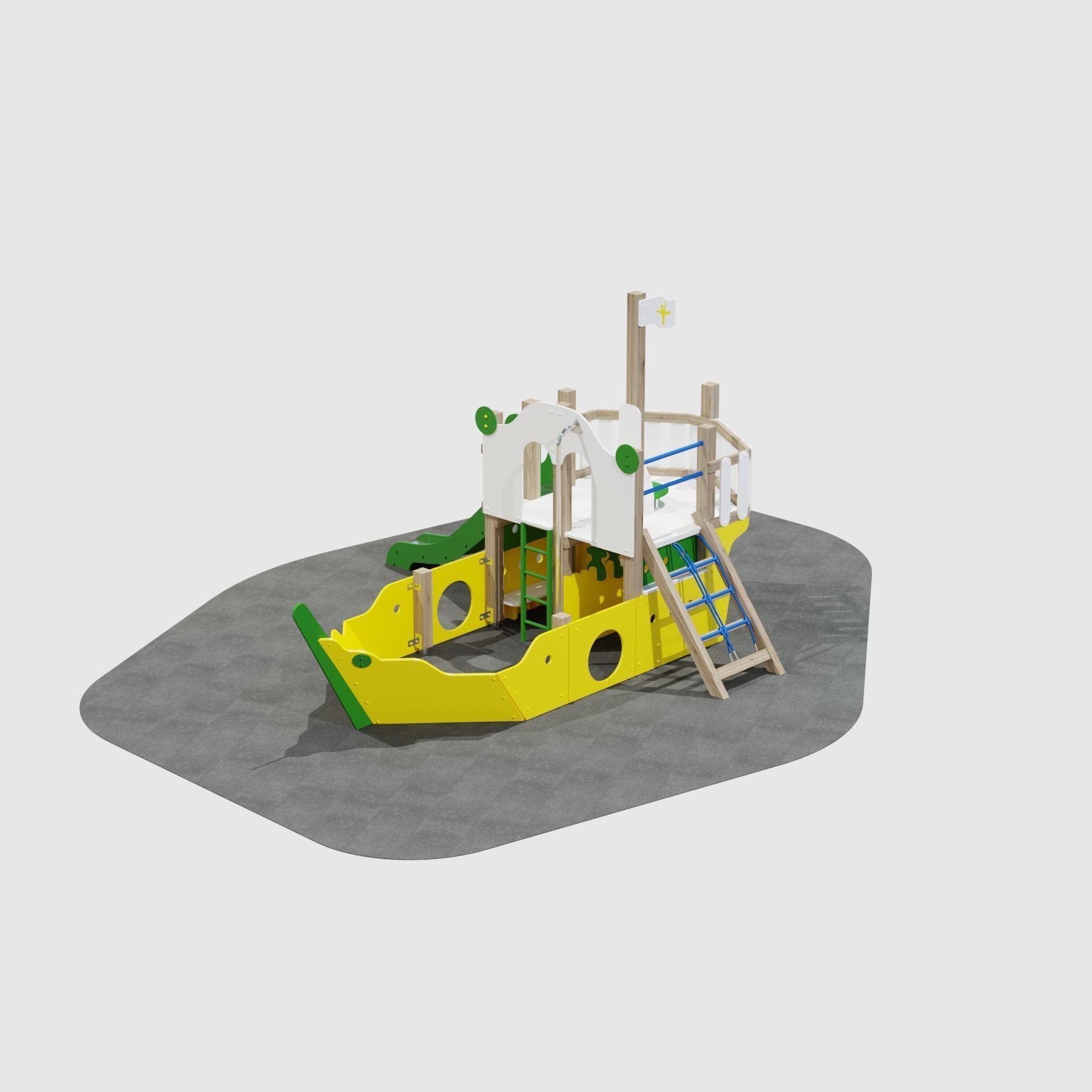 Childrens playground Pirate ship color set 3D model_15