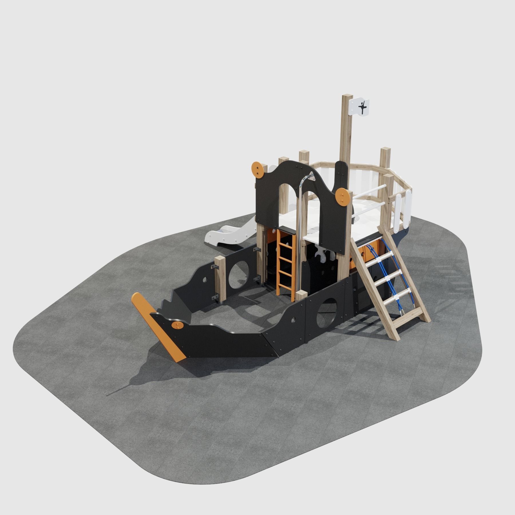 Childrens playground Pirate ship color set 3D model_7
