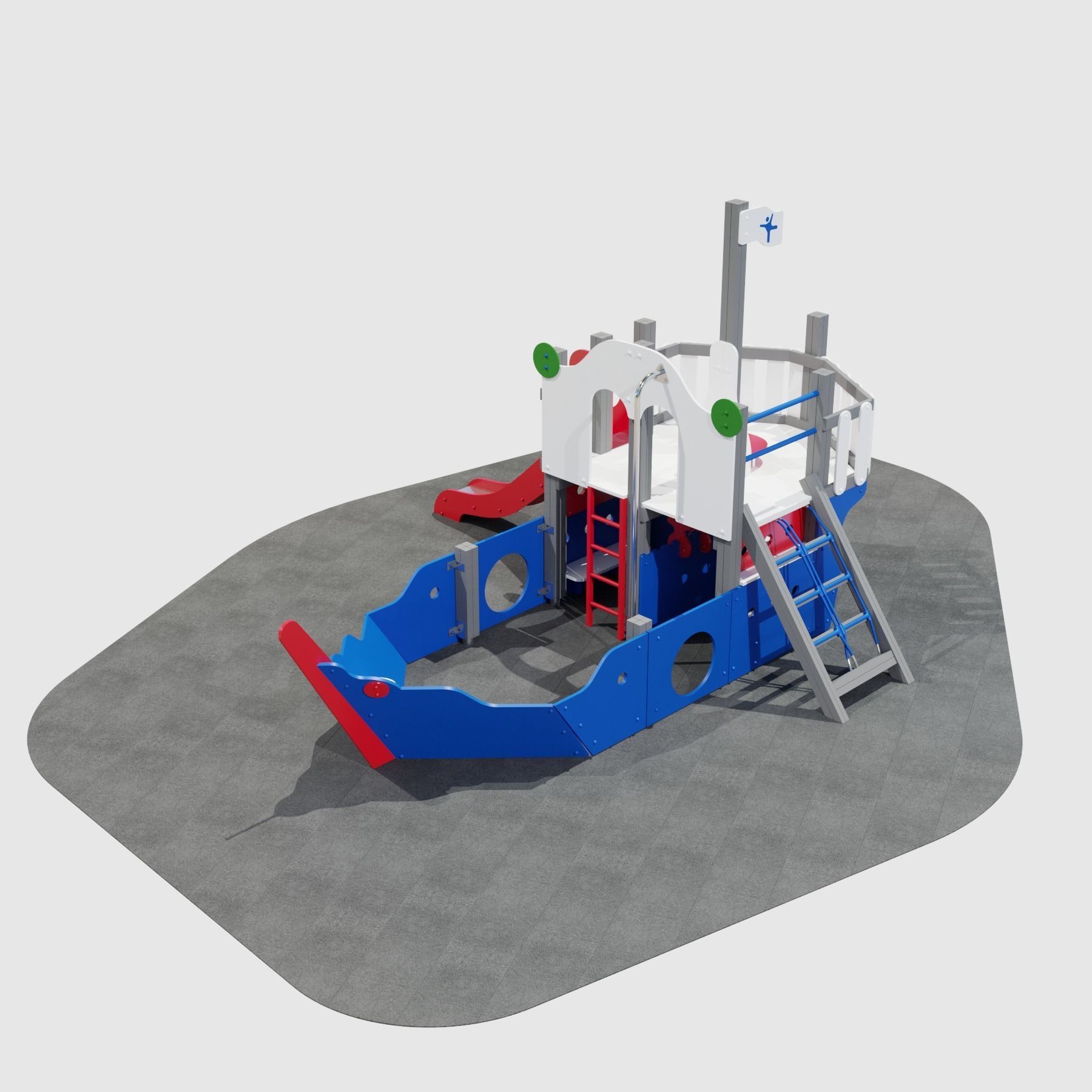 Childrens playground Pirate ship color set 3D model_11