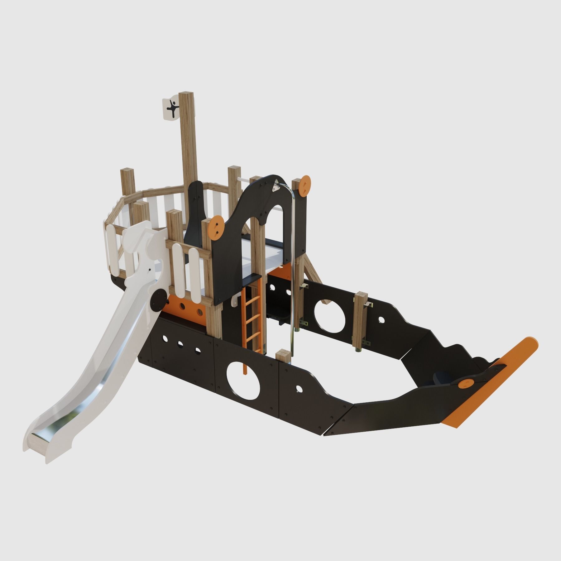 Childrens playground Pirate ship color set 3D model_10