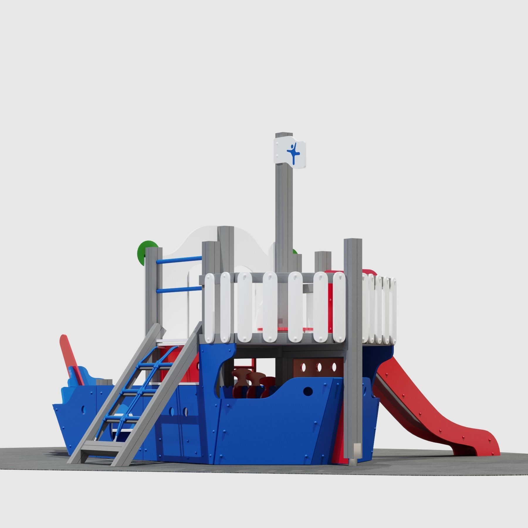 Childrens playground Pirate ship color set 3D model_14