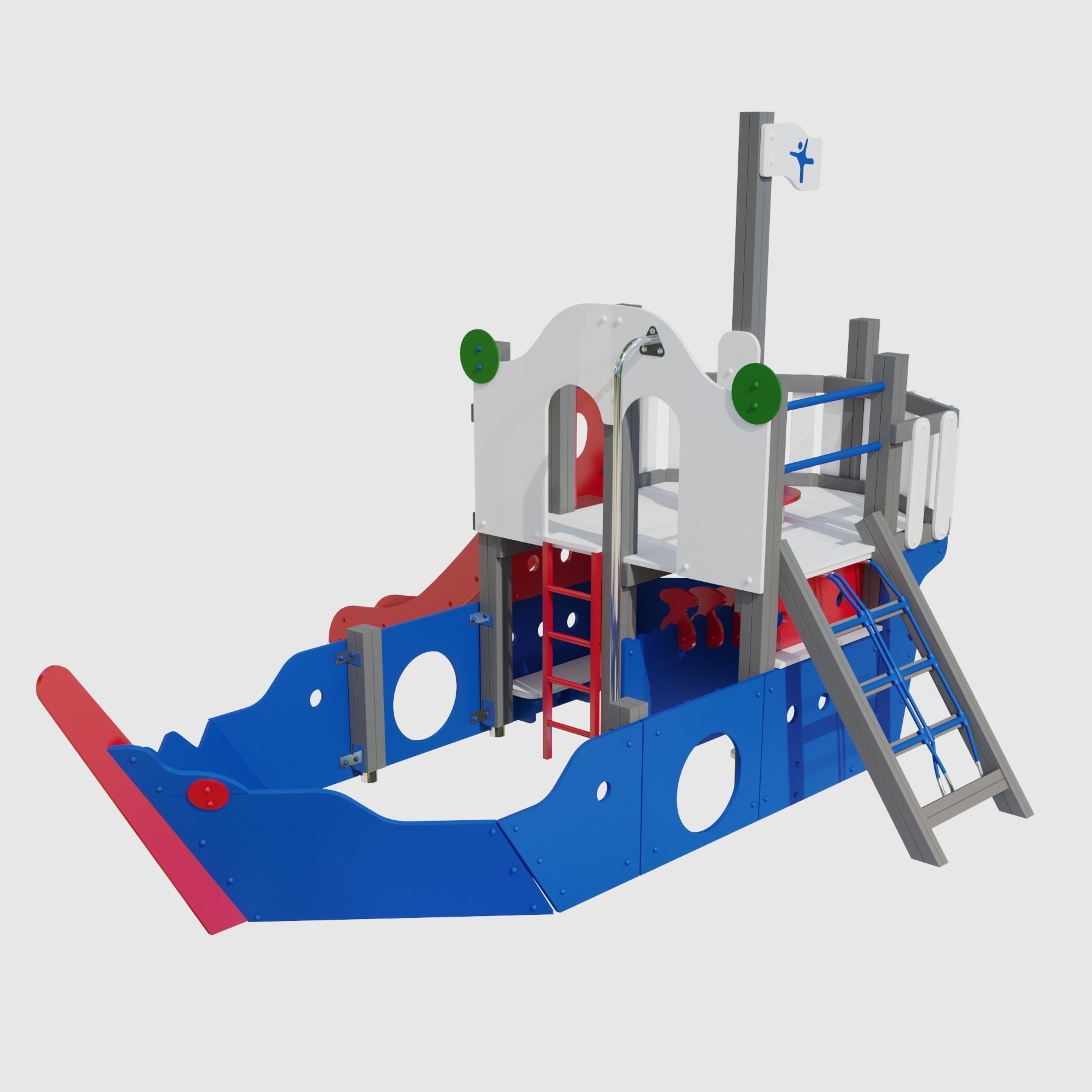 Childrens playground Pirate ship color set 3D model_12
