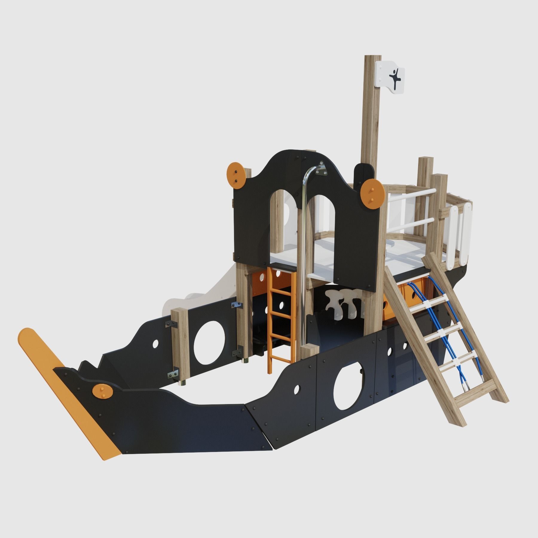 Childrens playground Pirate ship color set 3D model_8