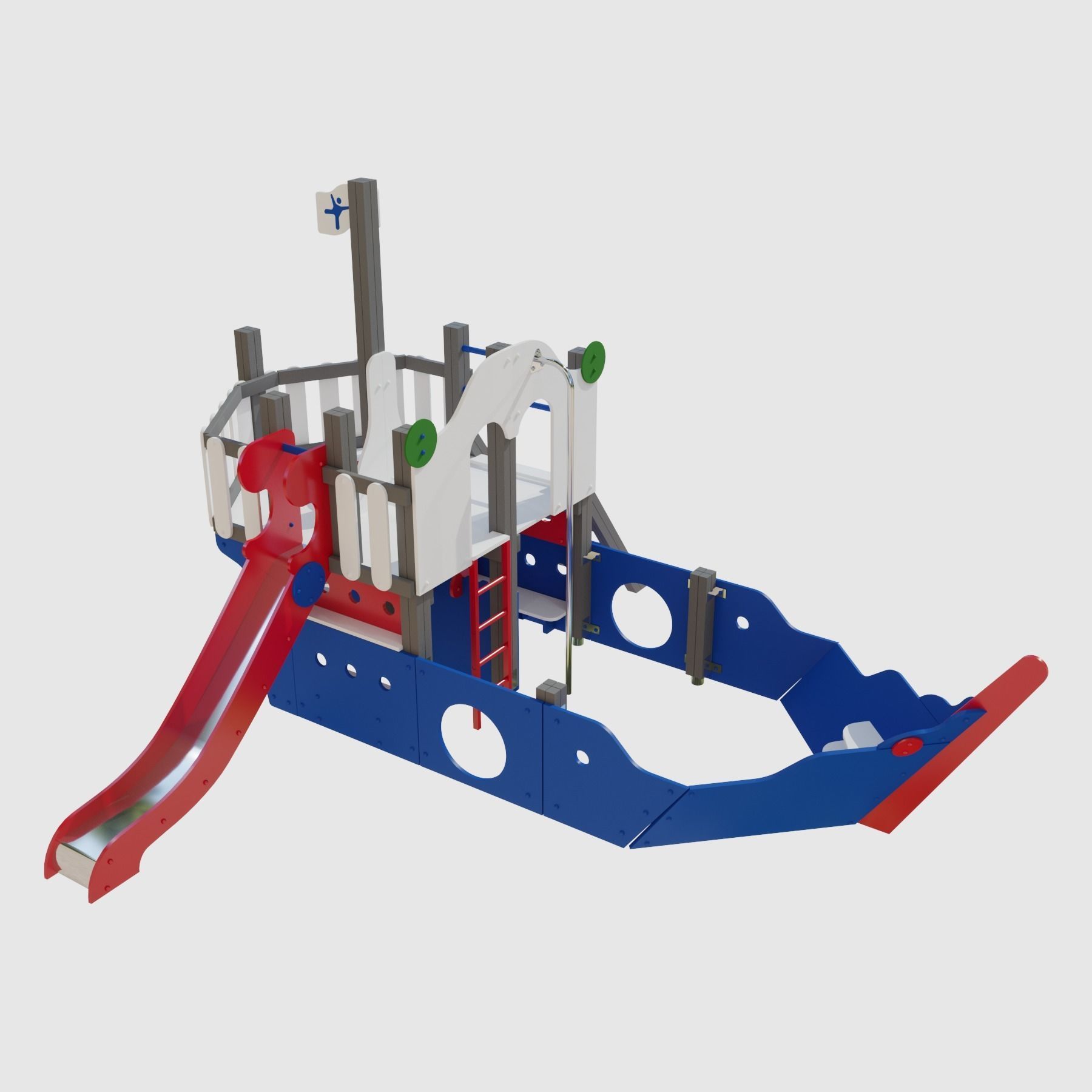 Childrens playground Pirate ship color set 3D model_13
