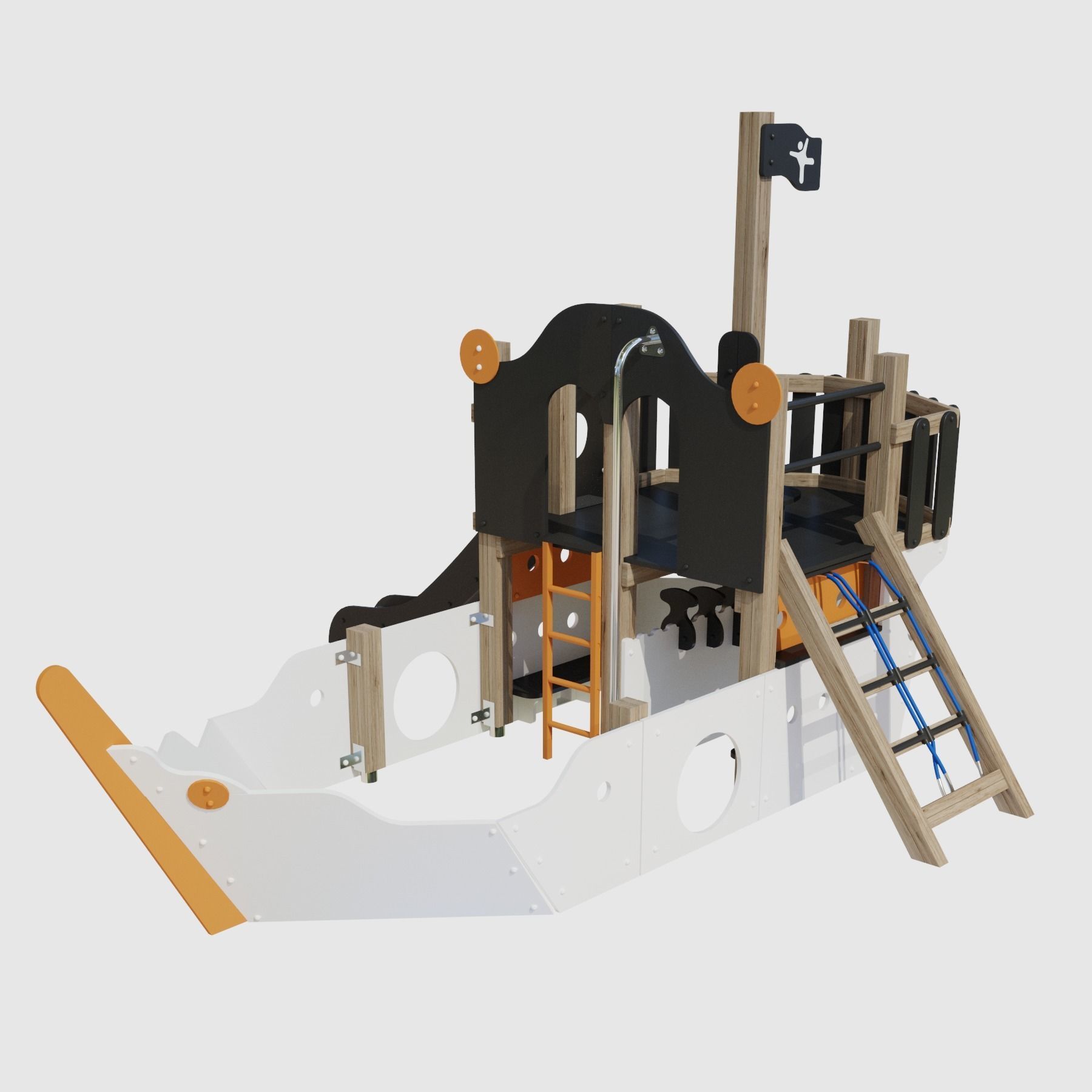 Childrens playground Pirate ship color set 3D model_20