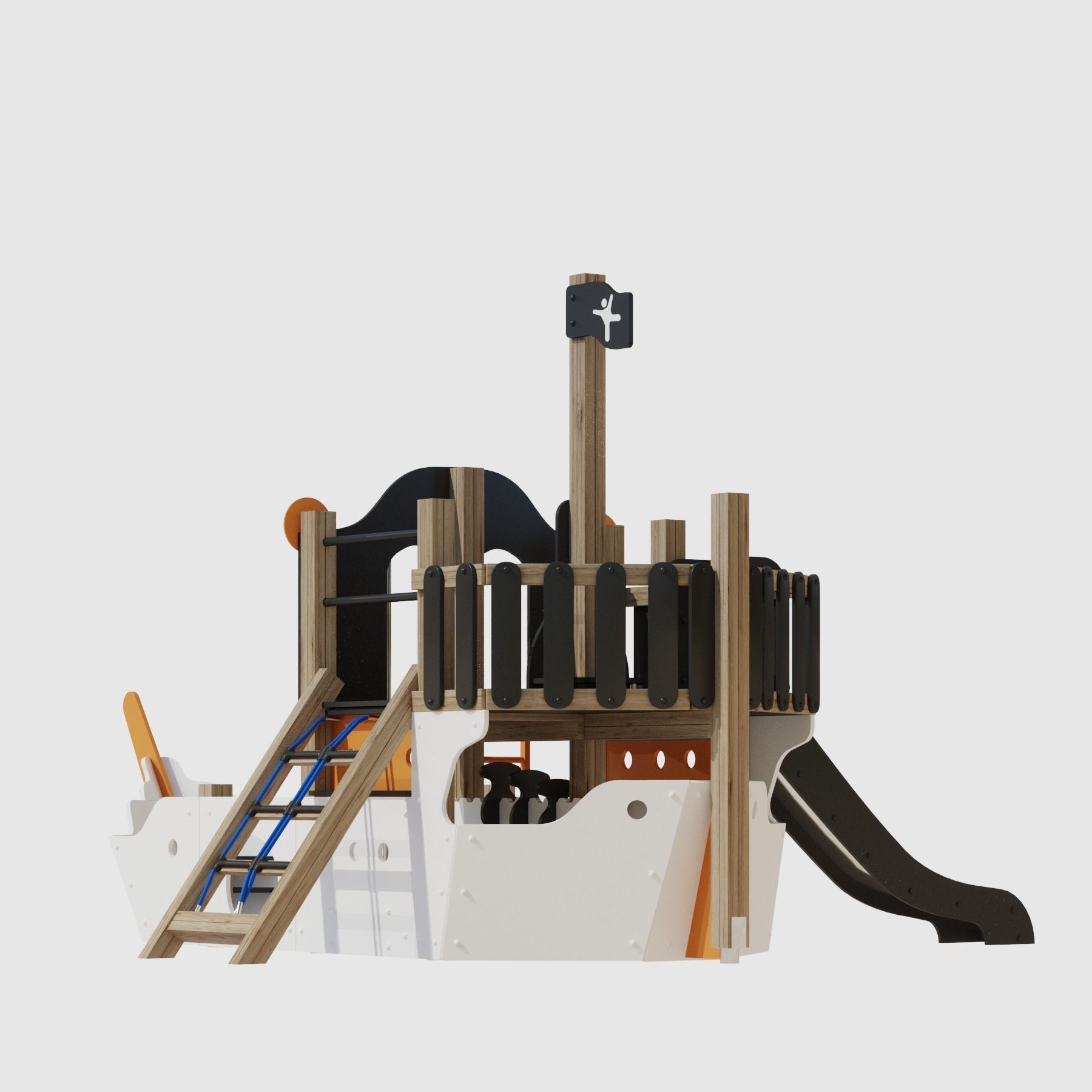 Childrens playground Pirate ship color set 3D model_21