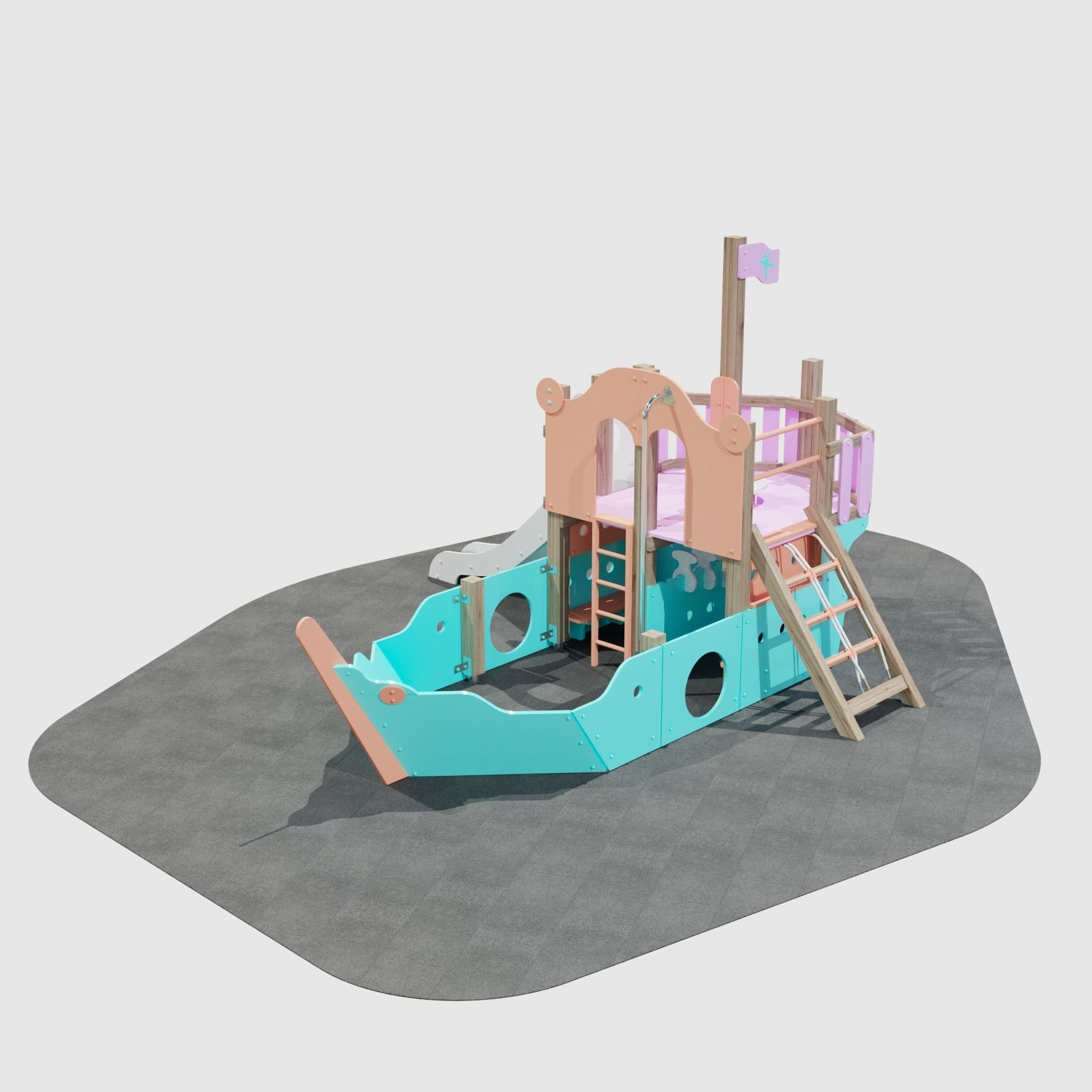Childrens playground Pirate ship color set 3D model_26