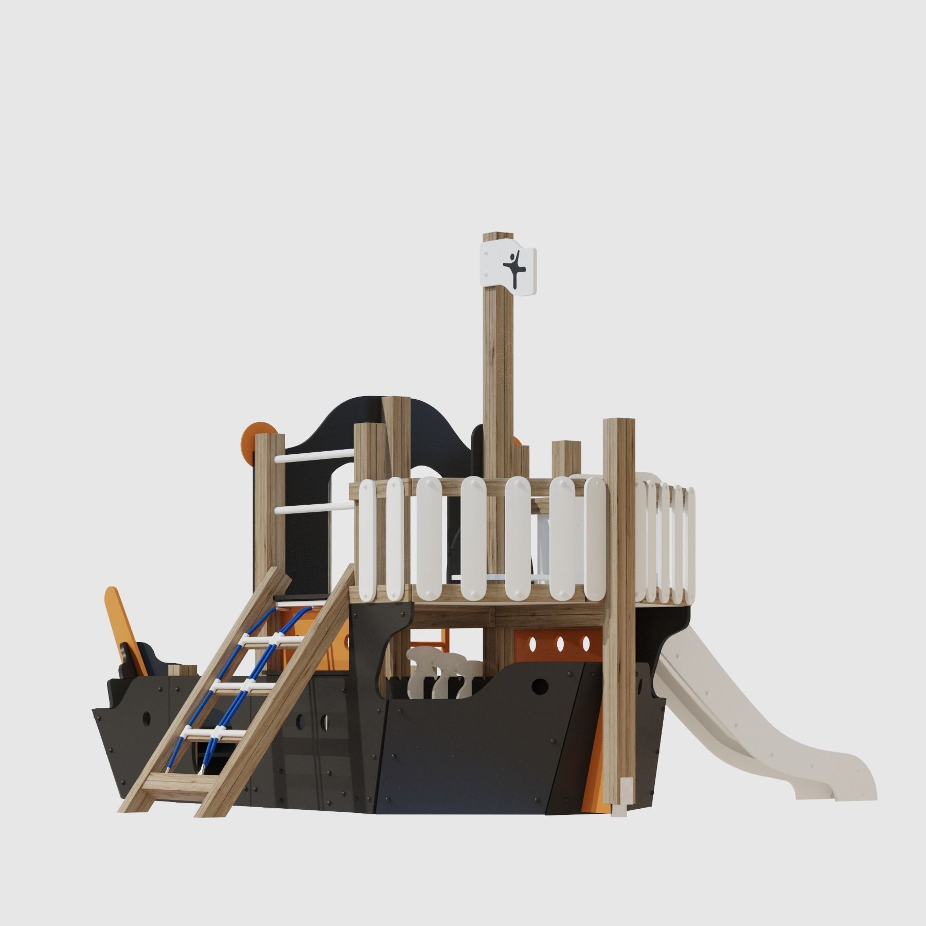Childrens playground Pirate ship color set 3D model_9