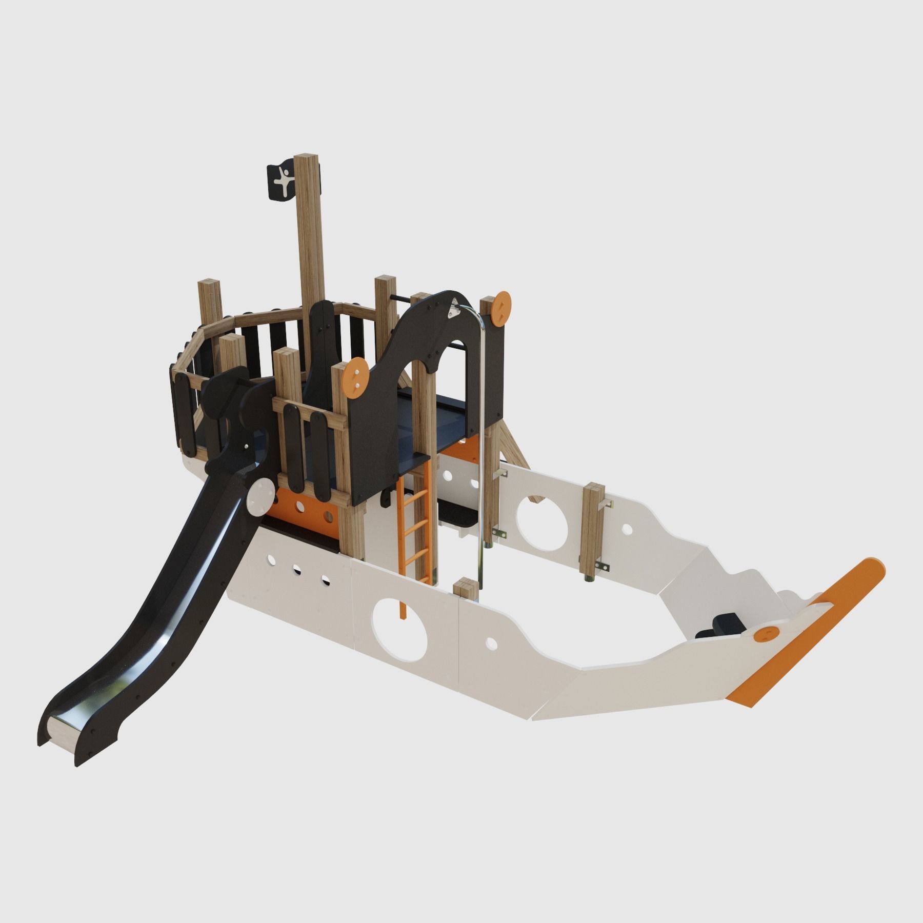 Childrens playground Pirate ship color set 3D model_19