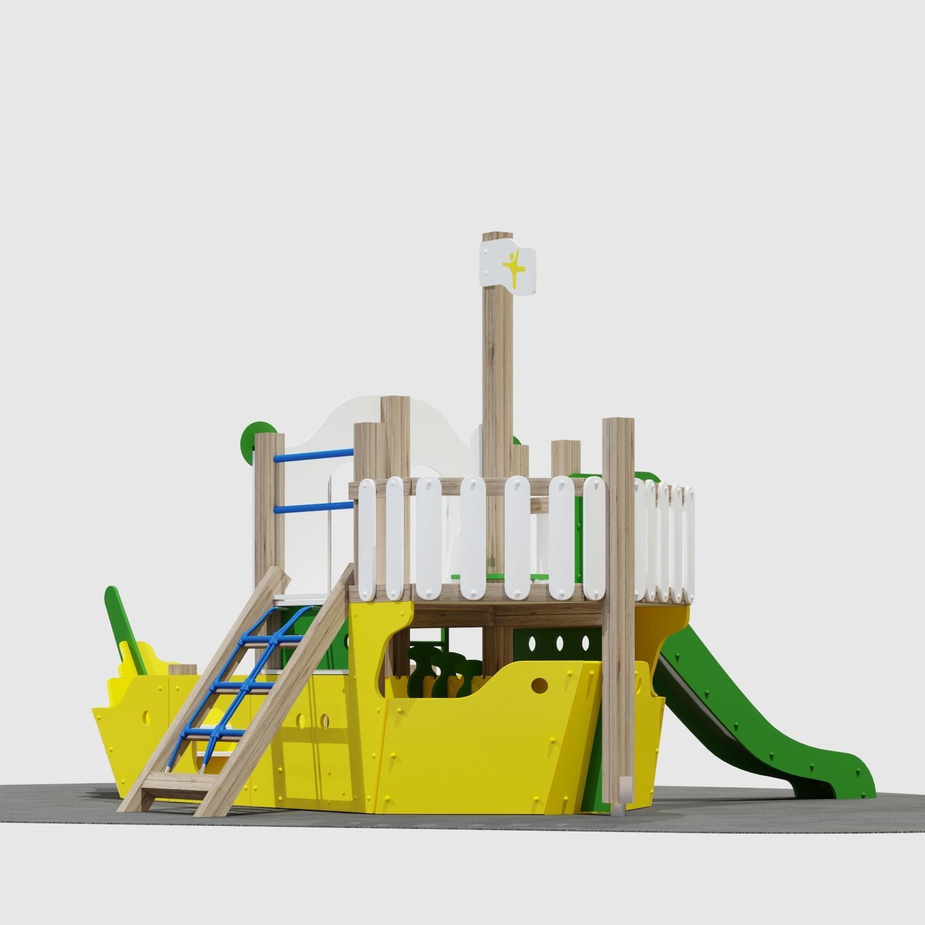 Childrens playground Pirate ship color set 3D model_18