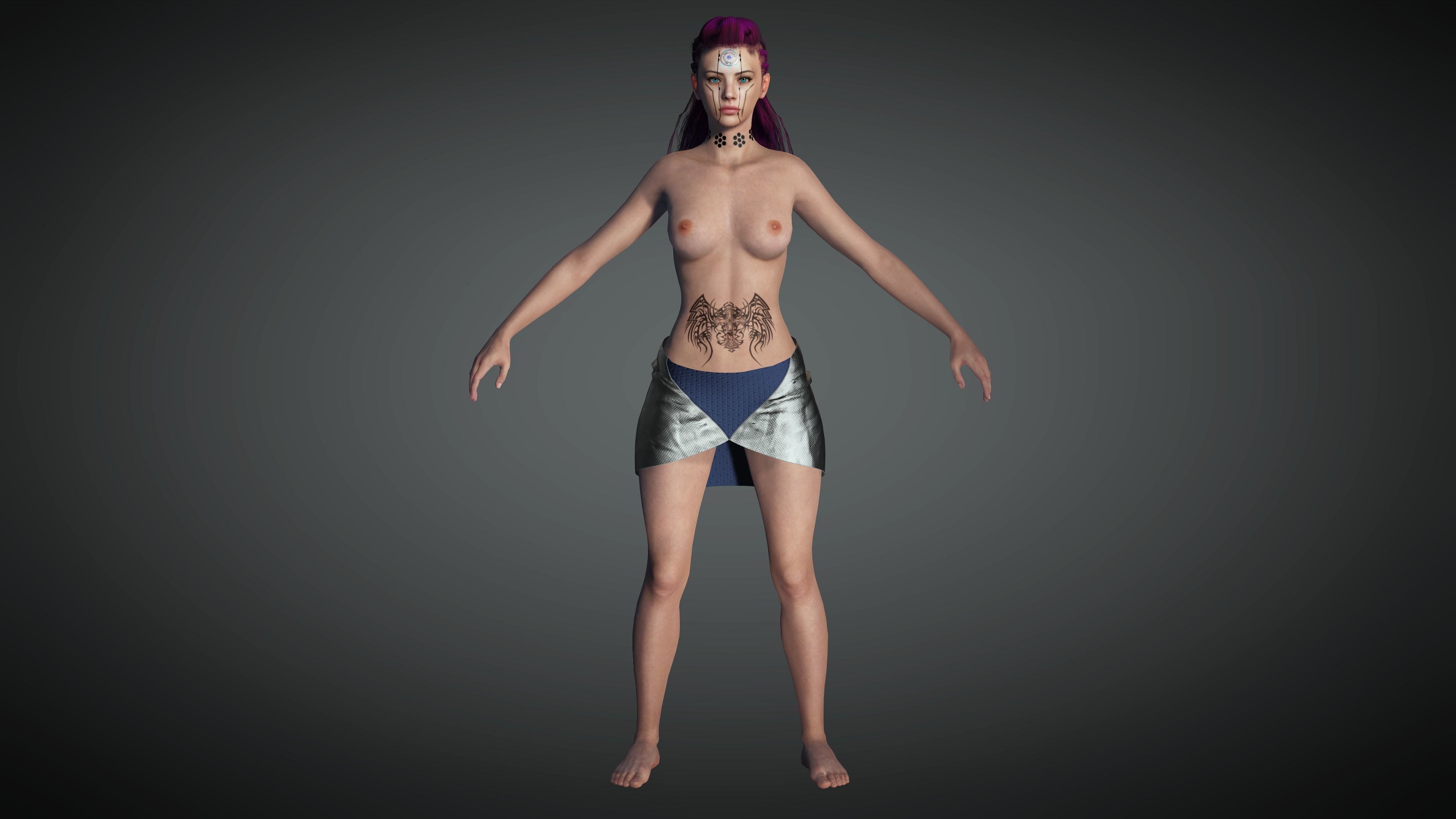 AAA Cyber Punk Female Character 08 Low-poly 3D model_7