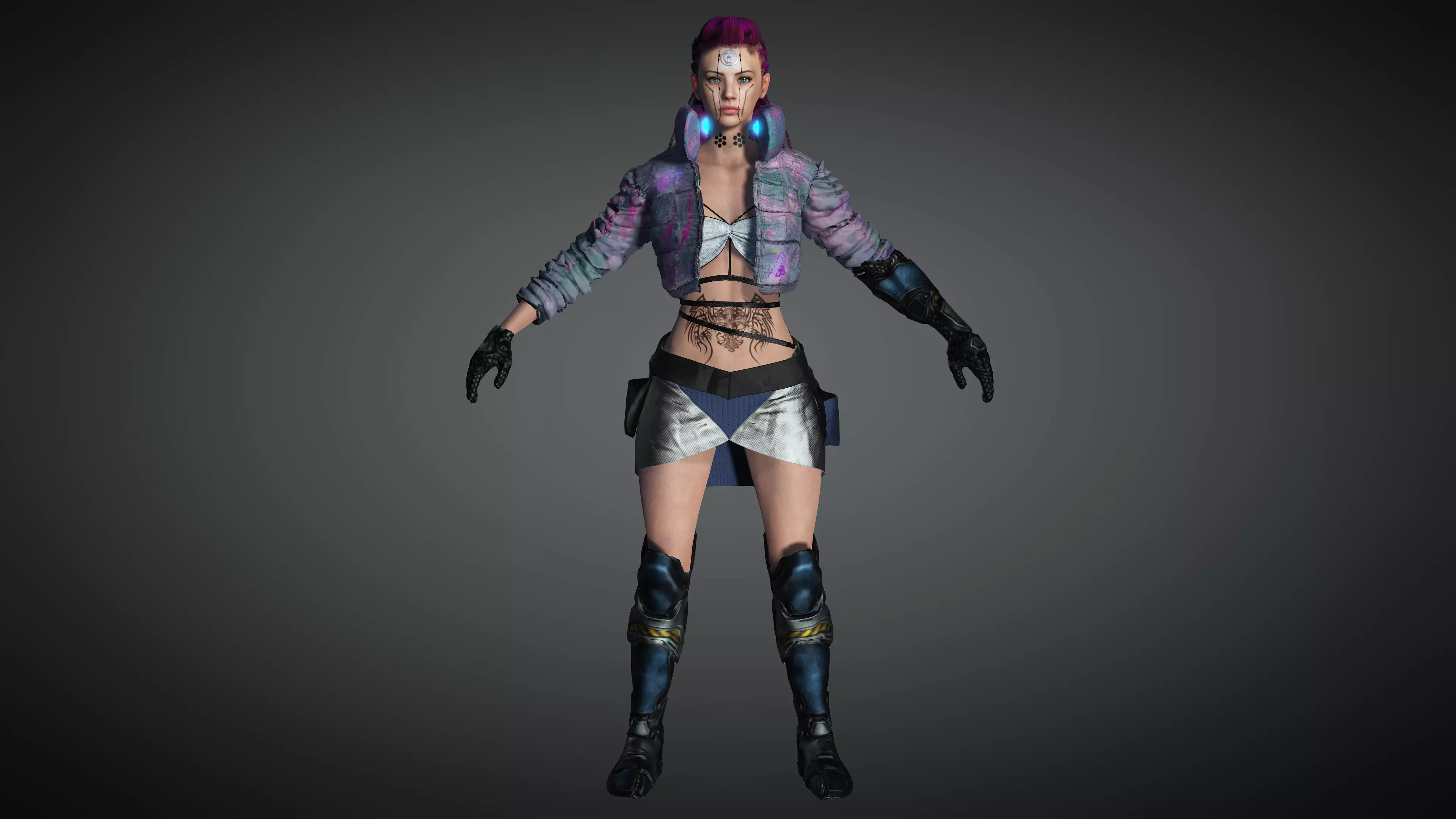 AAA Cyber Punk Female Character 08 Low-poly 3D model_0