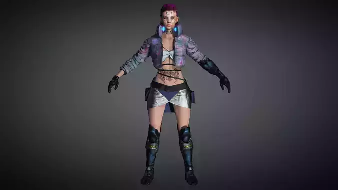 AAA Cyber Punk Female Character 08 Low-poly 3D model AAA Cyber Punk Female Character 08 Low-poly 3D model