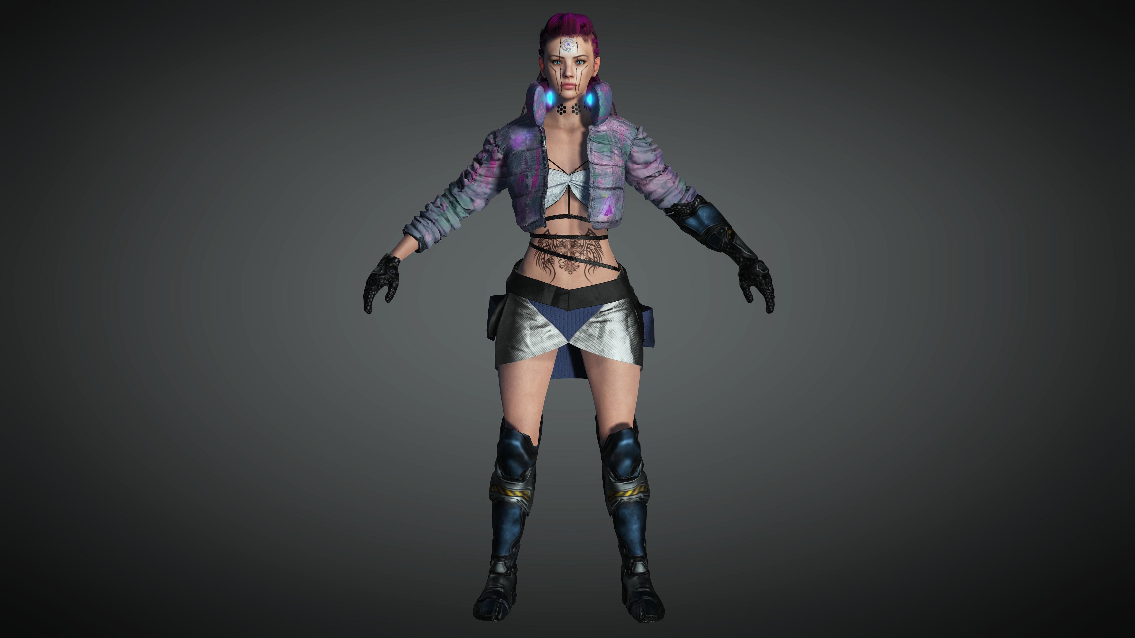 AAA Cyber Punk Female Character 08 Low-poly 3D model_3