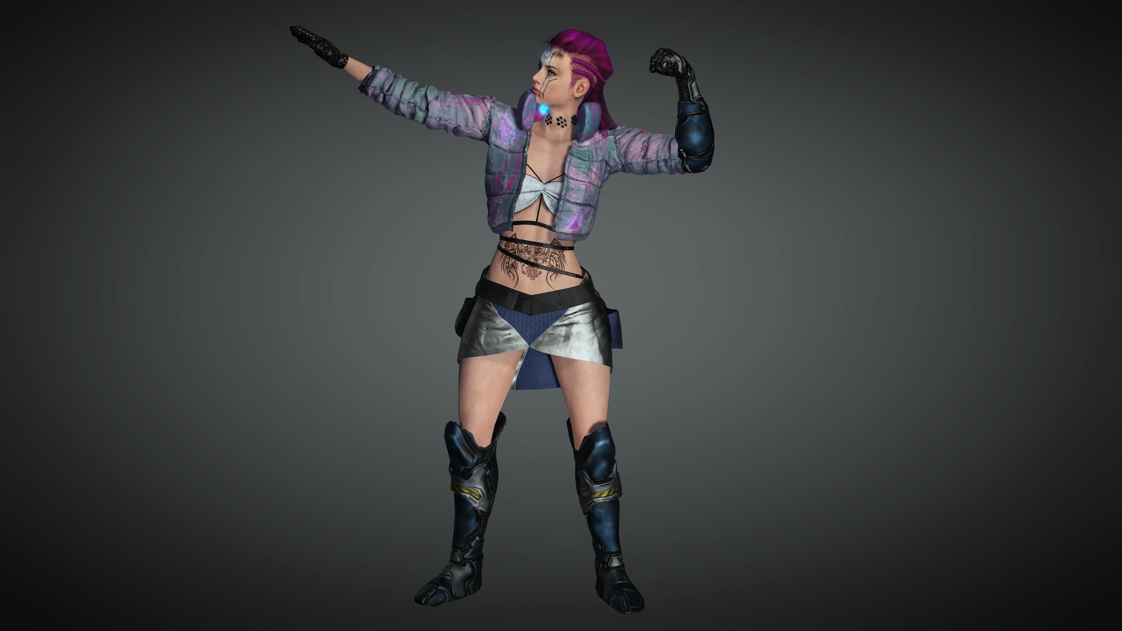 AAA Cyber Punk Female Character 08 Low-poly 3D model_13