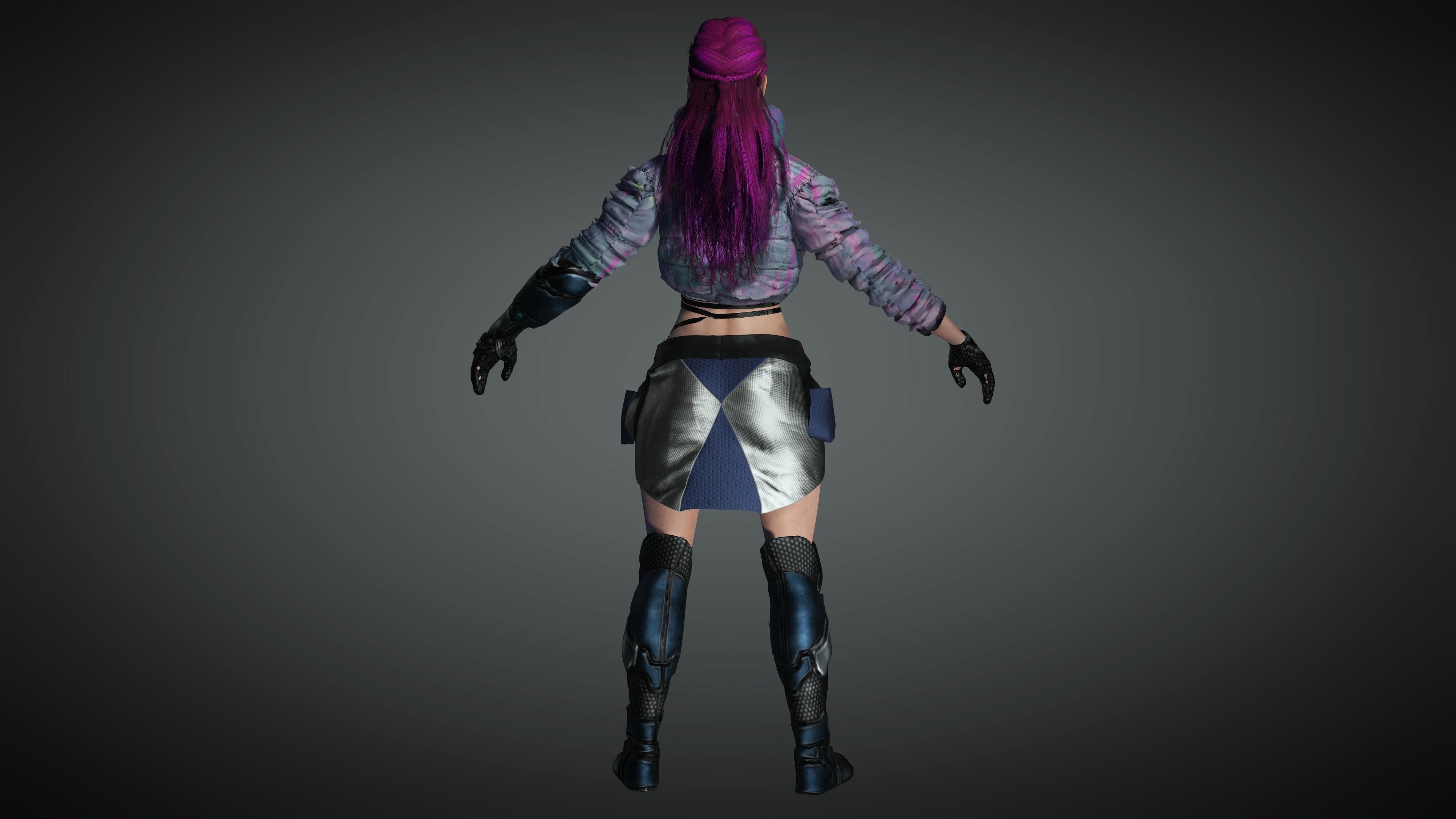 AAA Cyber Punk Female Character 08 Low-poly 3D model_9