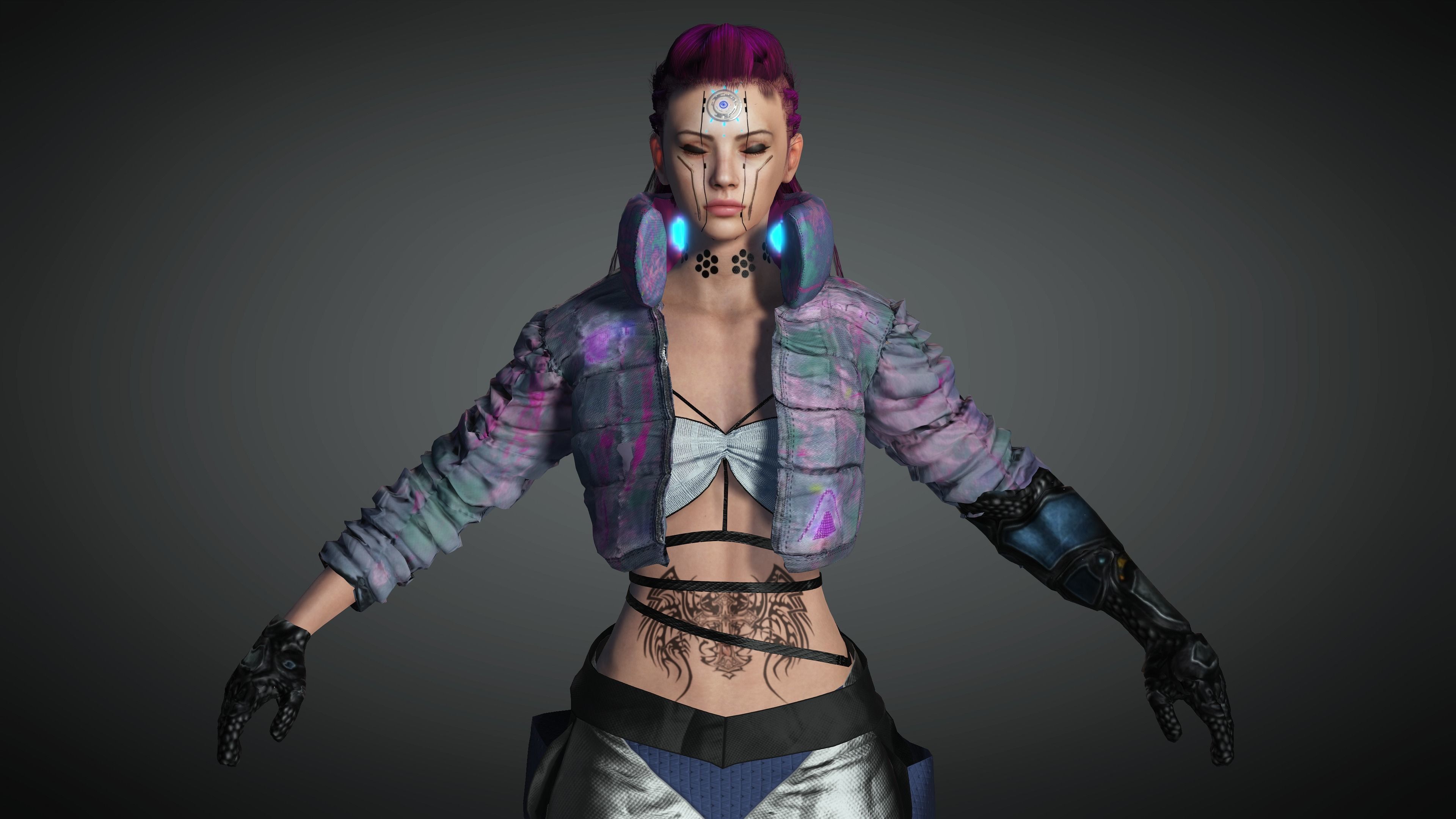 AAA Cyber Punk Female Character 08 Low-poly 3D model_15