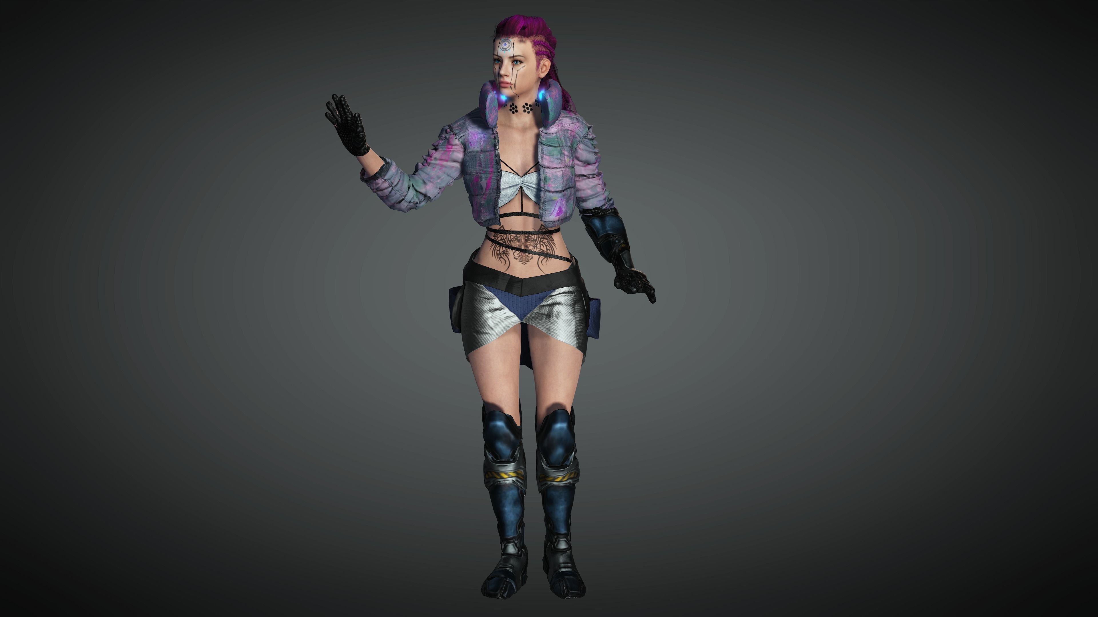 AAA Cyber Punk Female Character 08 Low-poly 3D model_12