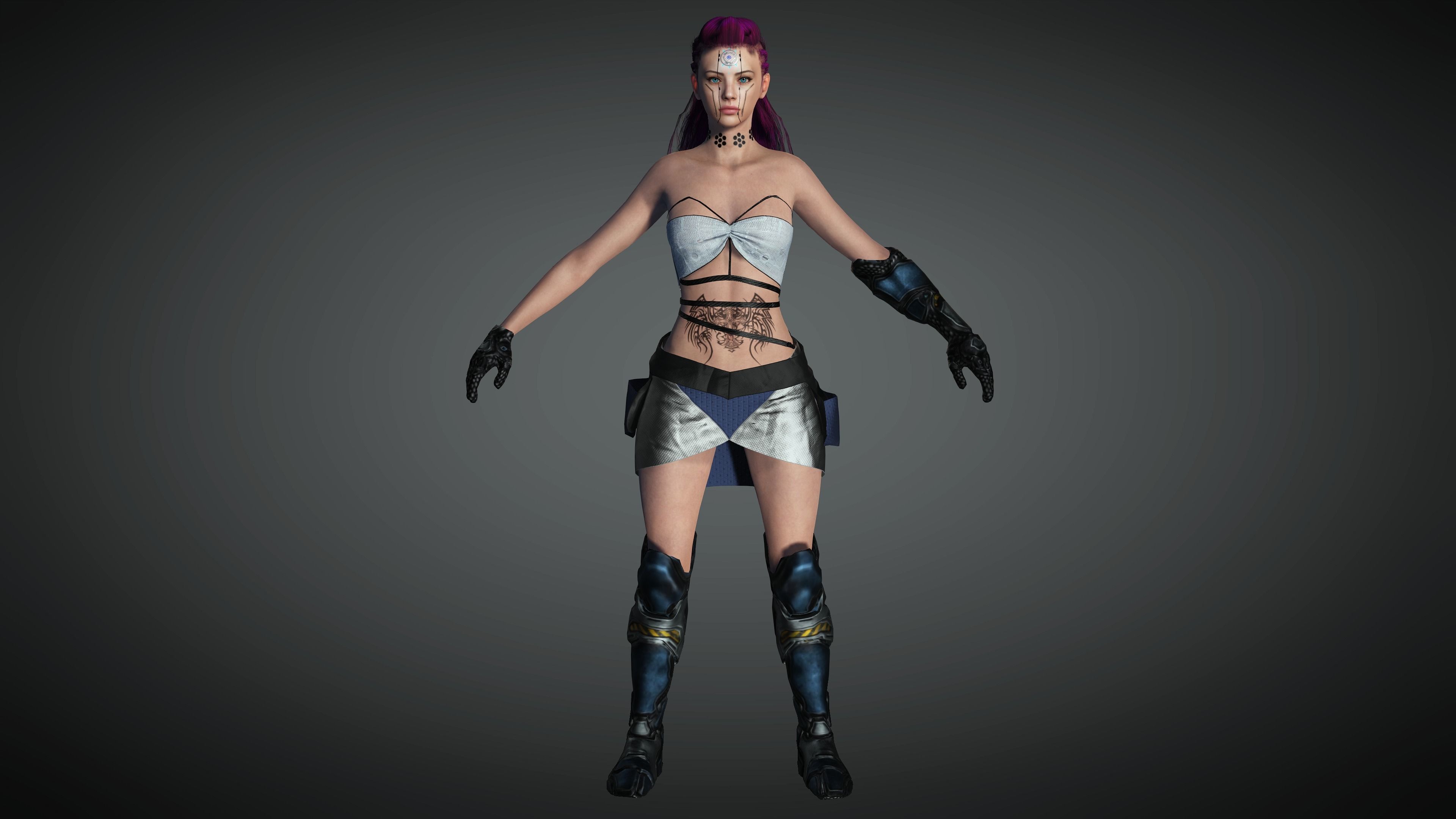 AAA Cyber Punk Female Character 08 Low-poly 3D model_4
