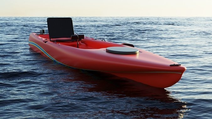 Kayak 3D model orange Low-poly 3D model