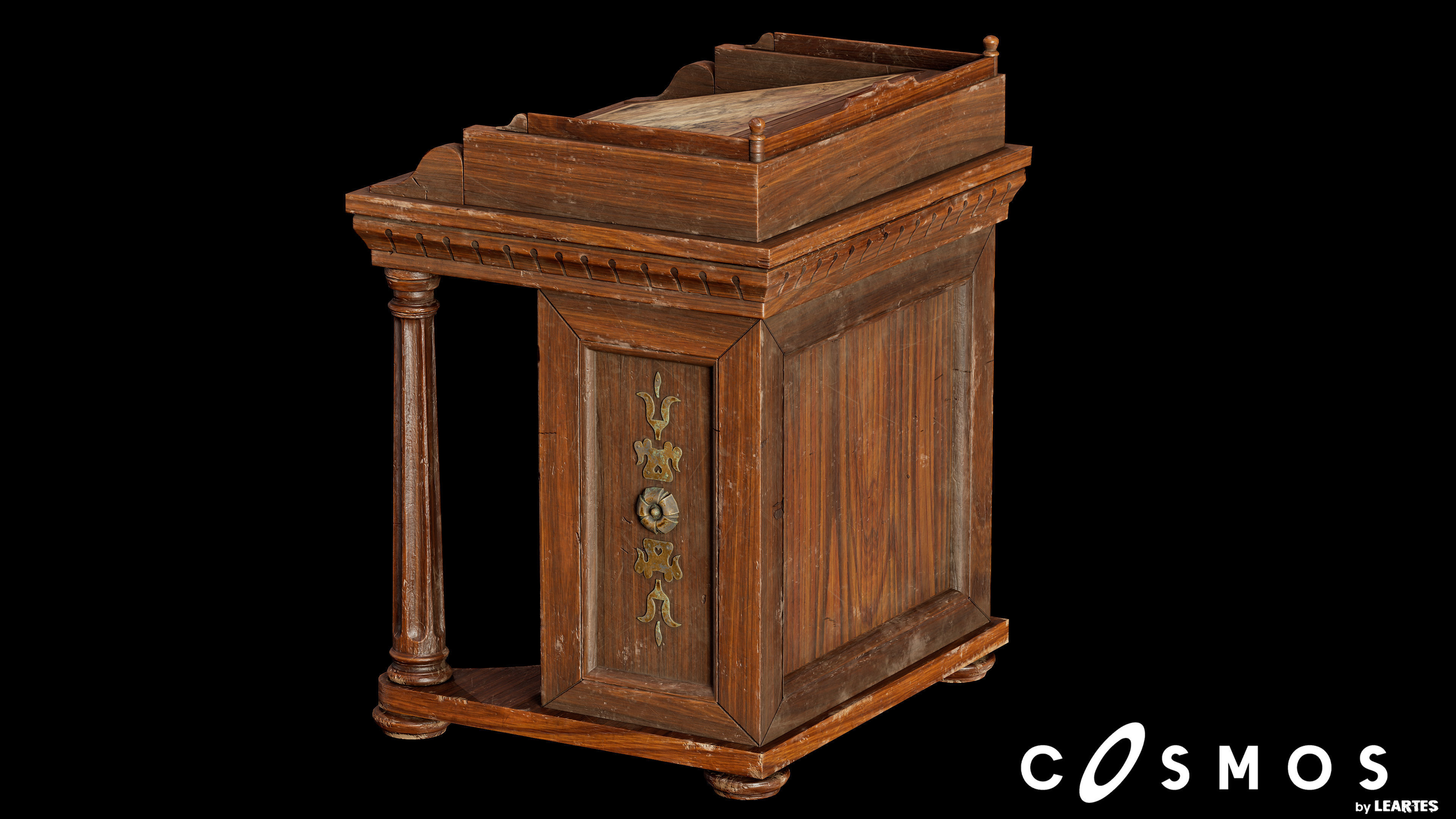 Steampunk Map Desk Low-poly 3D model_3