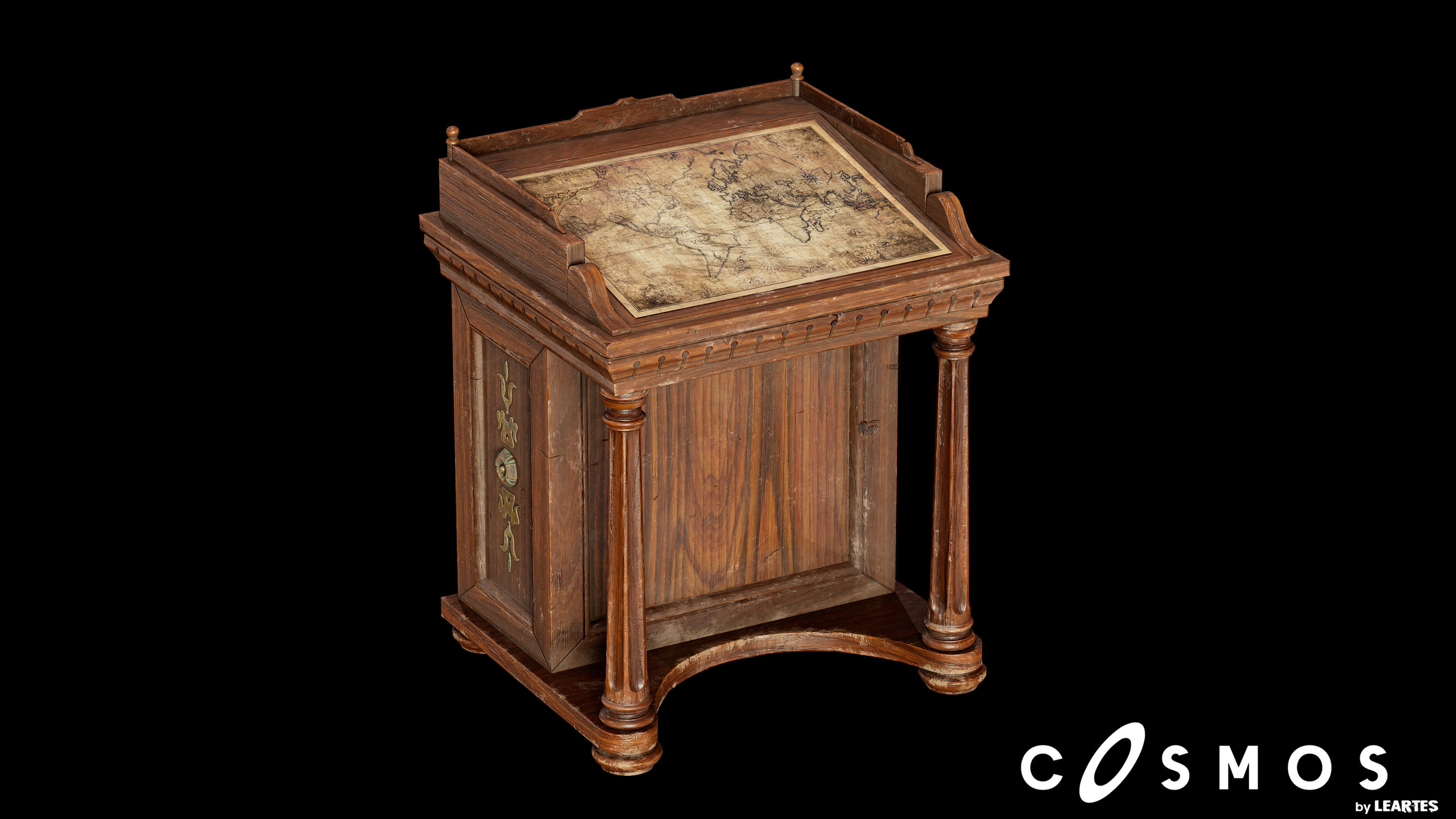 Steampunk Map Desk Low-poly 3D model_1