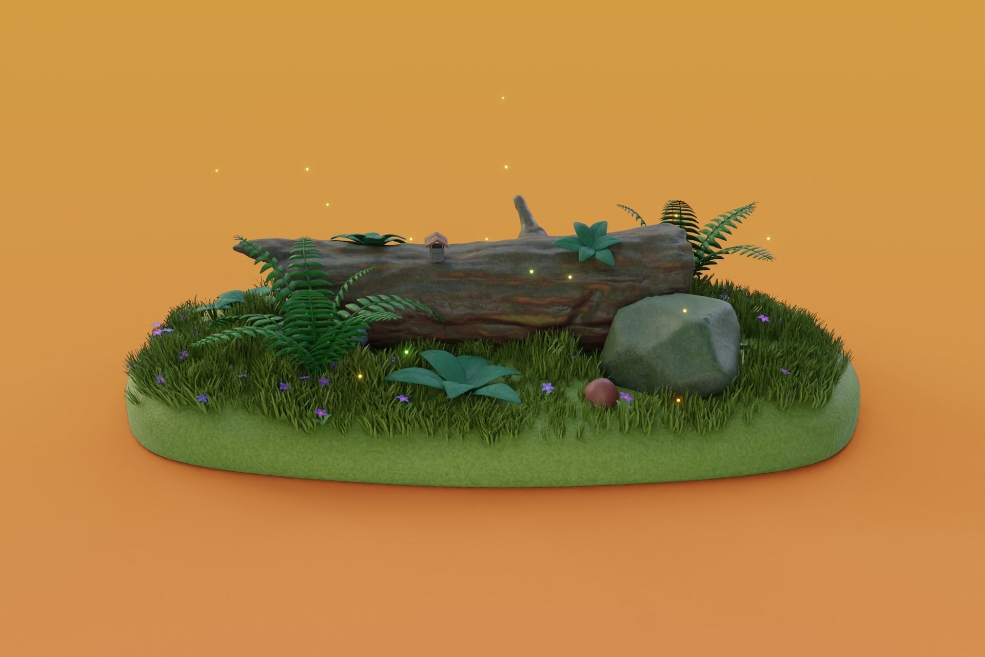 Cartoon Log House Low-poly 3D model_26