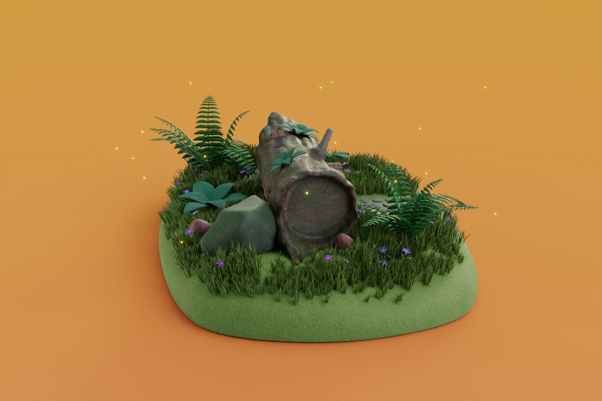 Cartoon Log House Low-poly 3D model_20